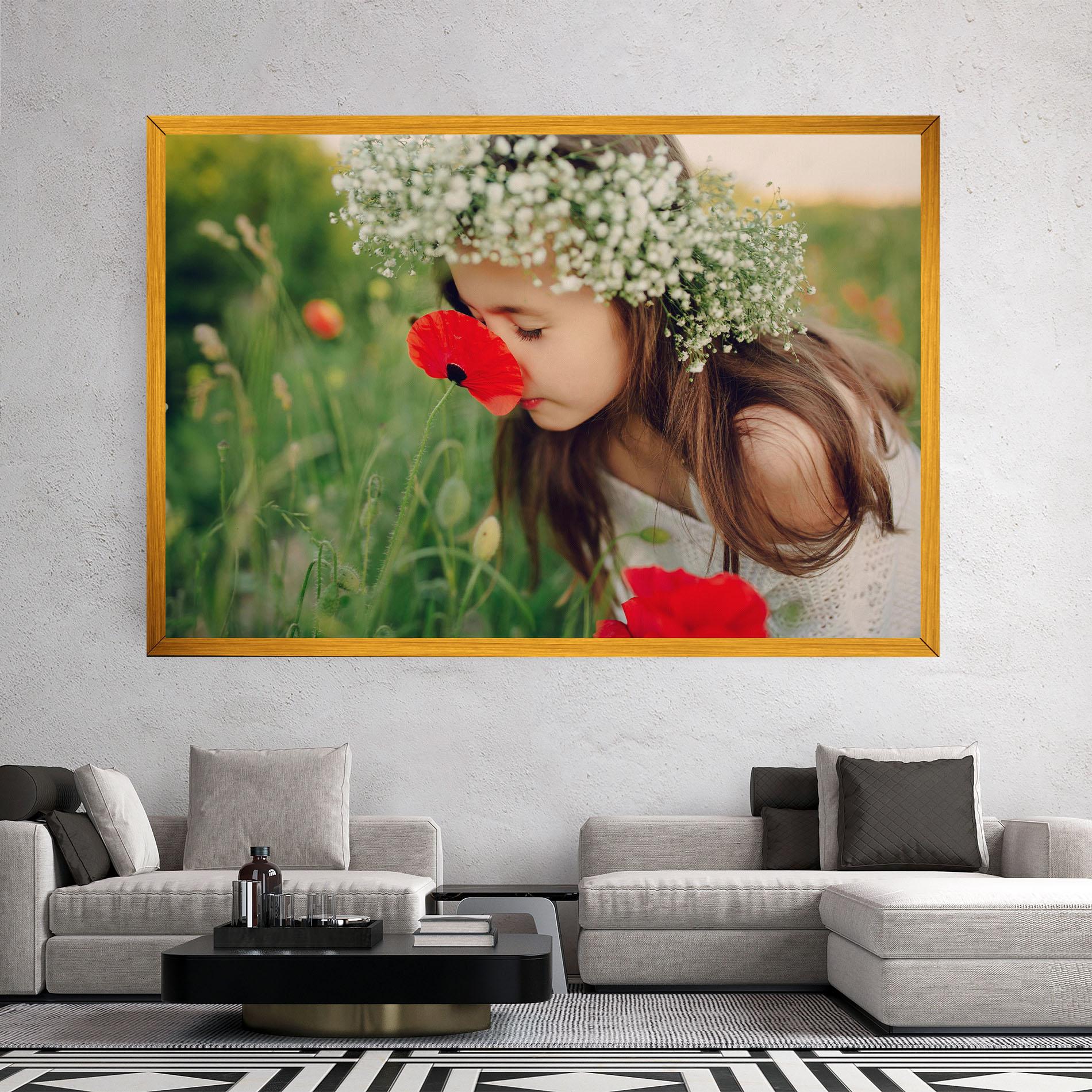 Leinwandbild Girl With Poppies mockup 2