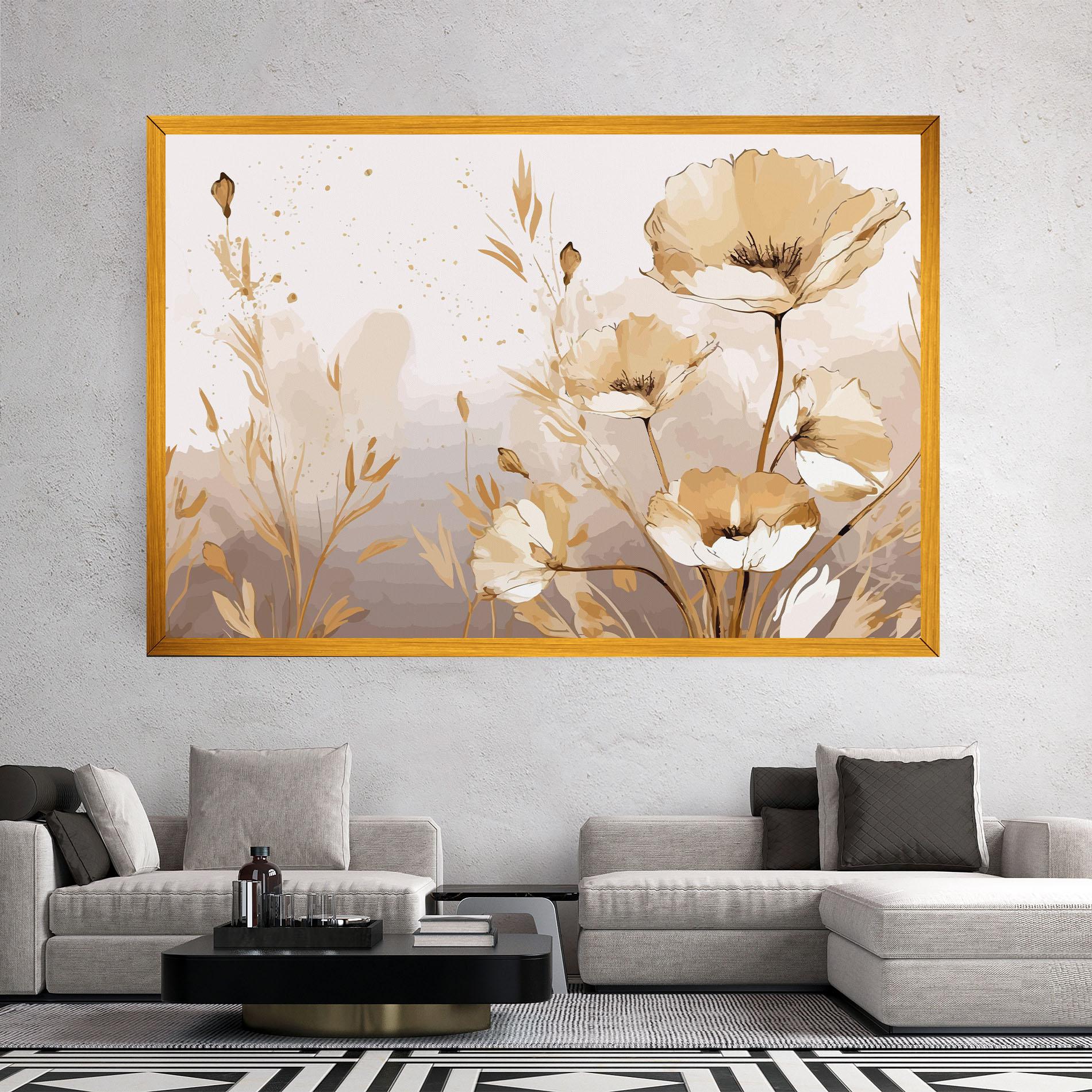 Leinwandbild Gold Cream Poppy mockup 2