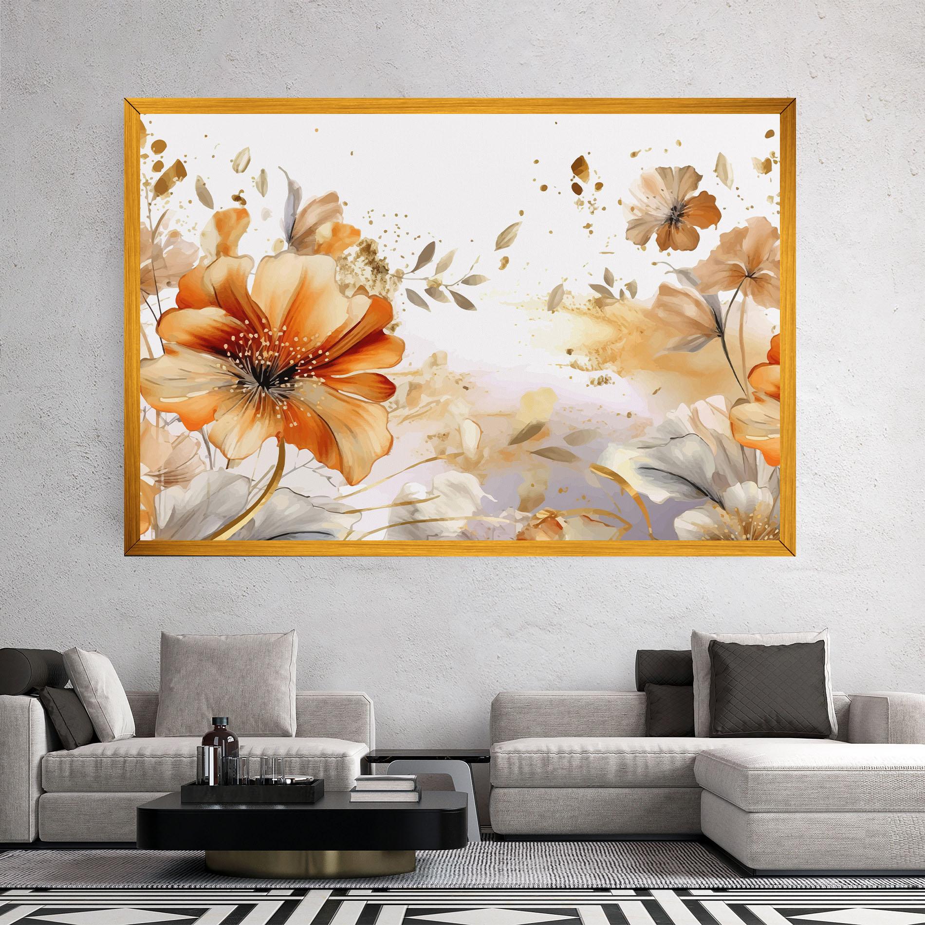 Leinwandbild Gold Orange Poppy mockup 2