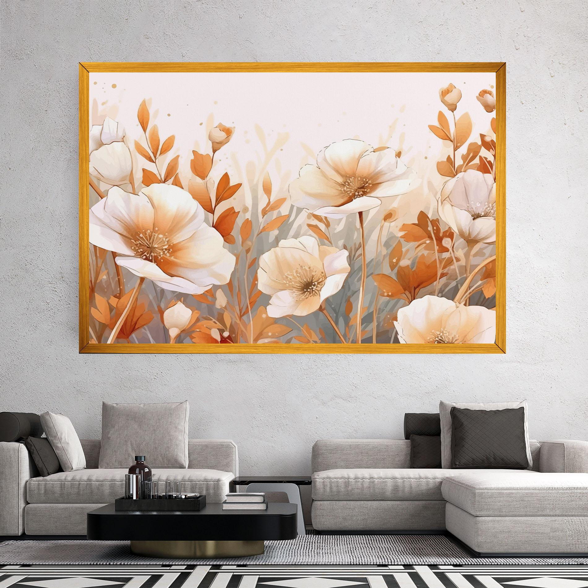 Leinwandbild Orange Cream Poppy mockup 2