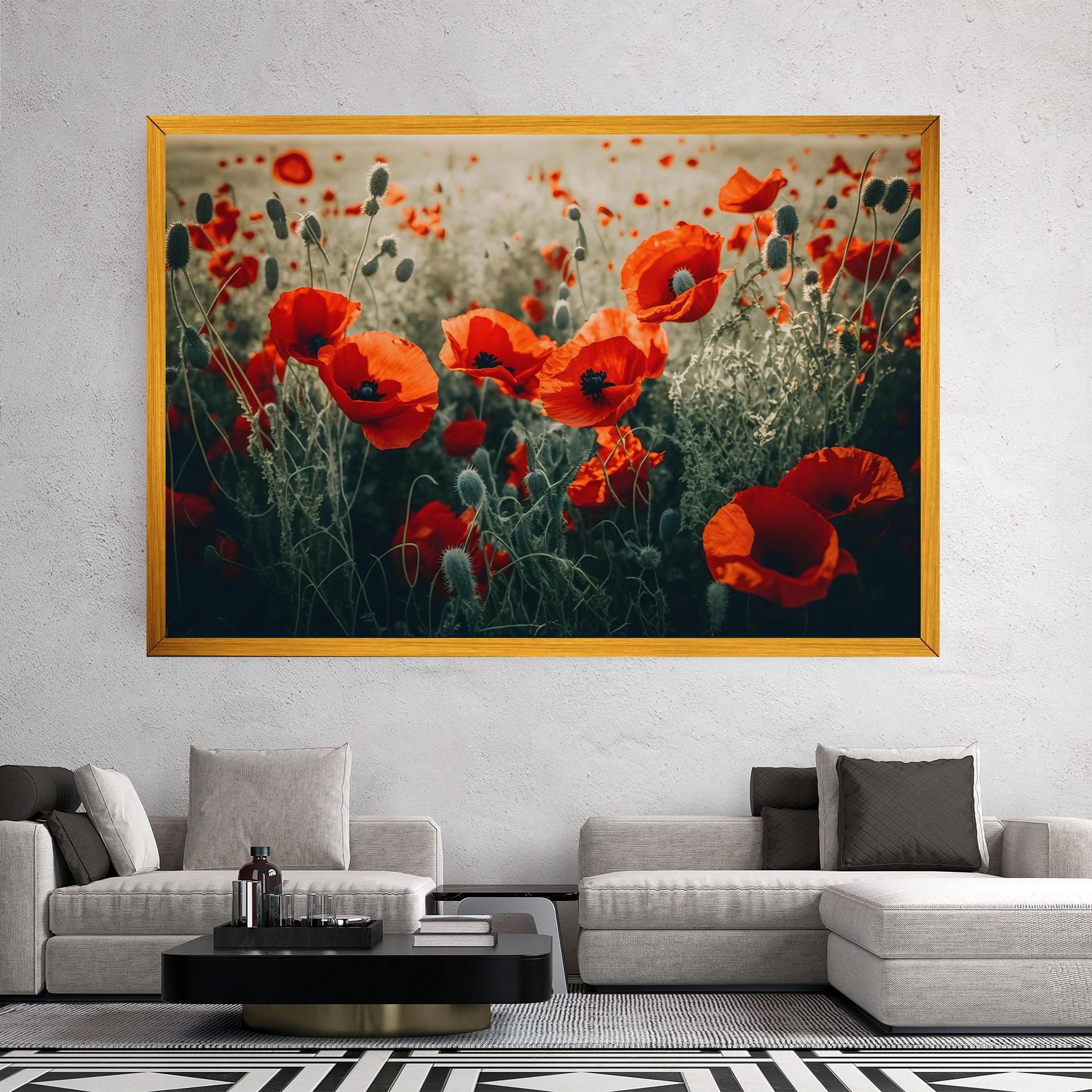 Leinwandbild Poppy Grass Field mockup 2
