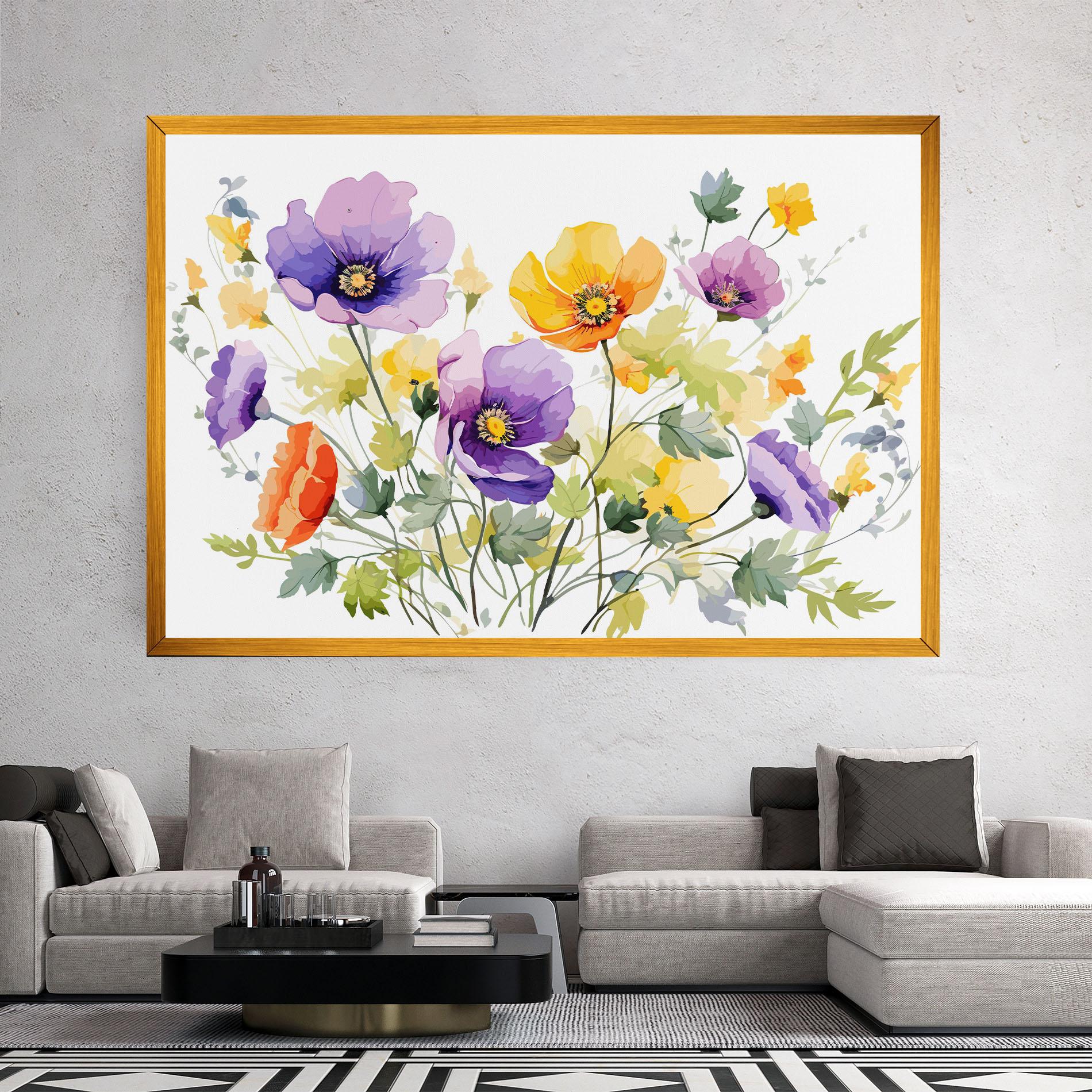 Leinwandbild Purple Orange Poppy mockup 2