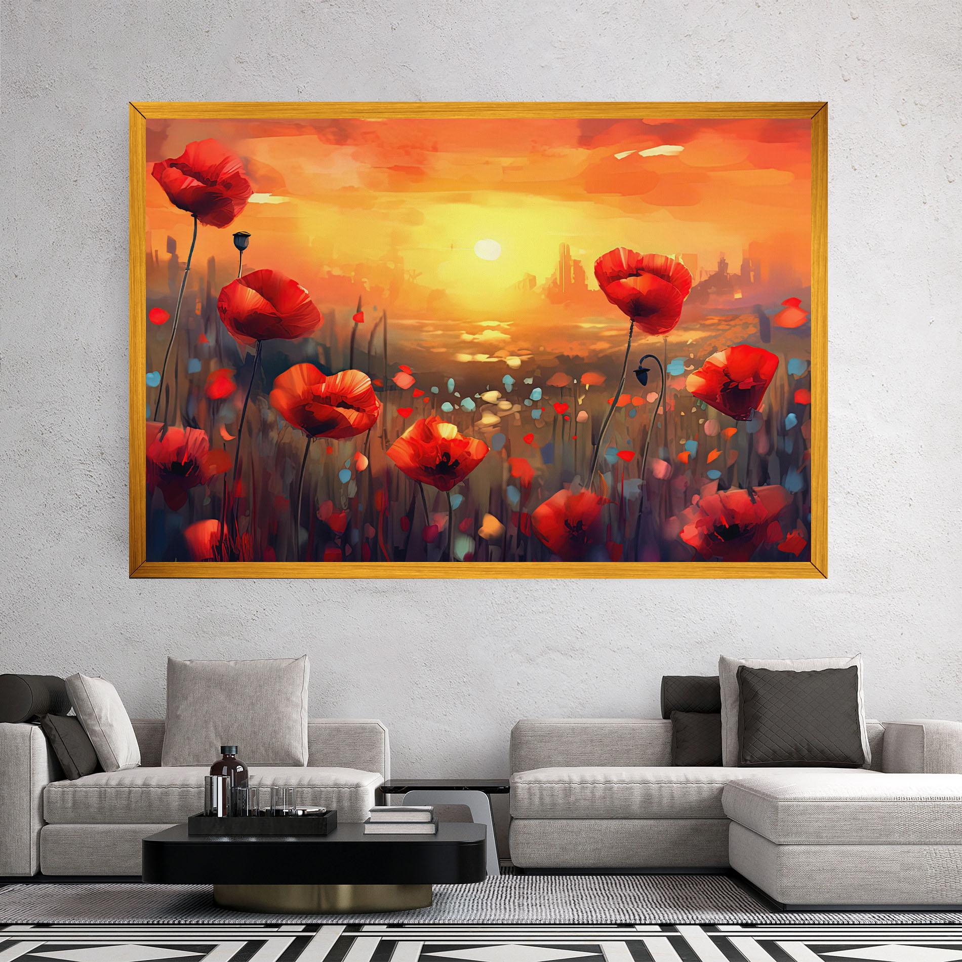 Leinwandbild Sunrise Painting Poppies mockup 2