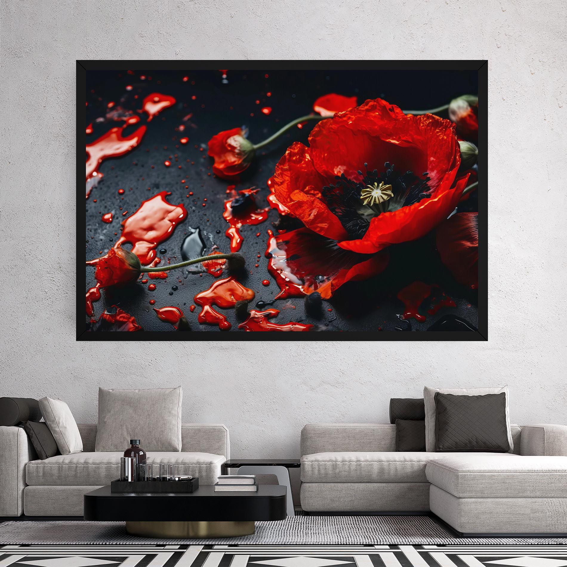 Beautiful Red Poppy Liquid mockup 2