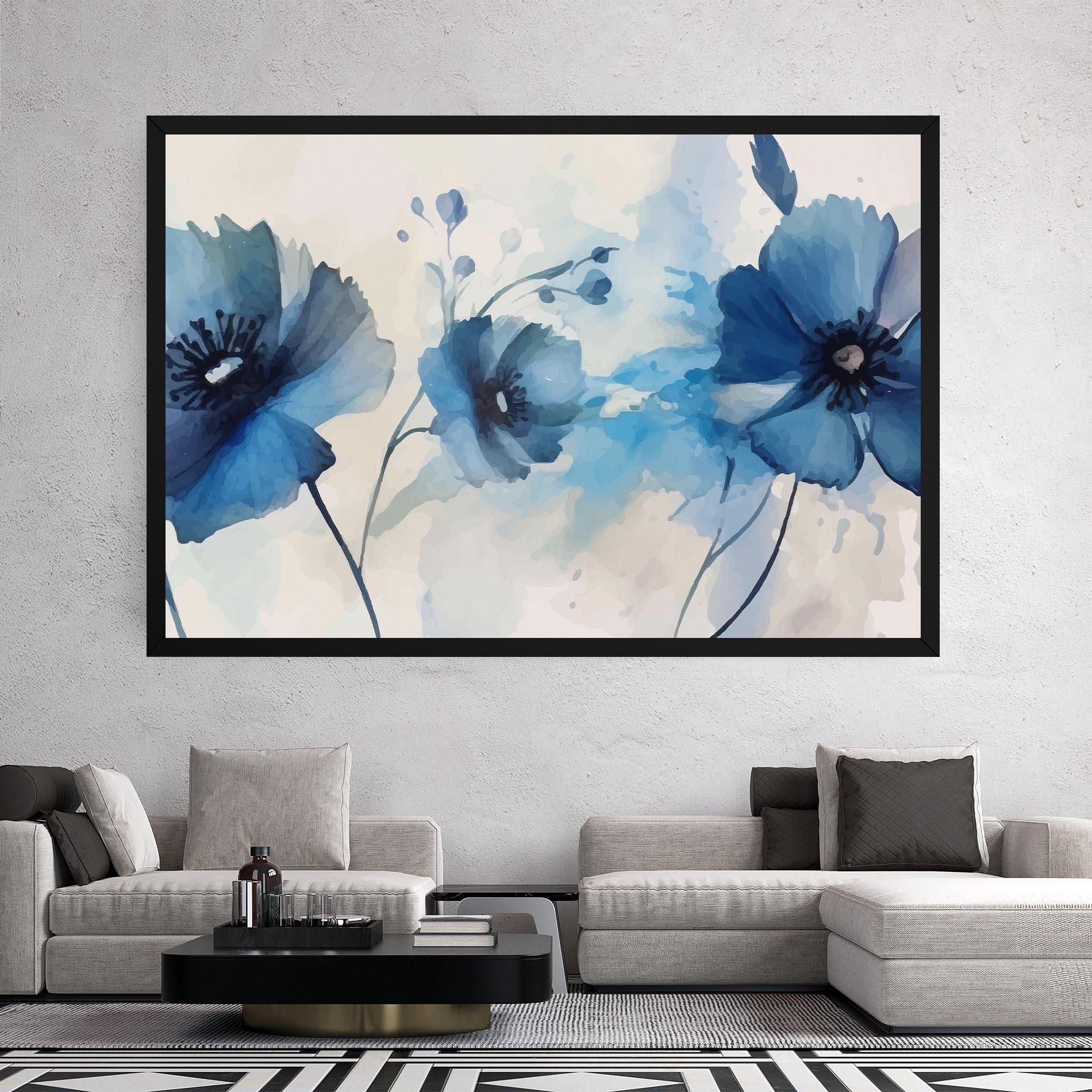 Leinwandbild Blue Poppies mockup 2