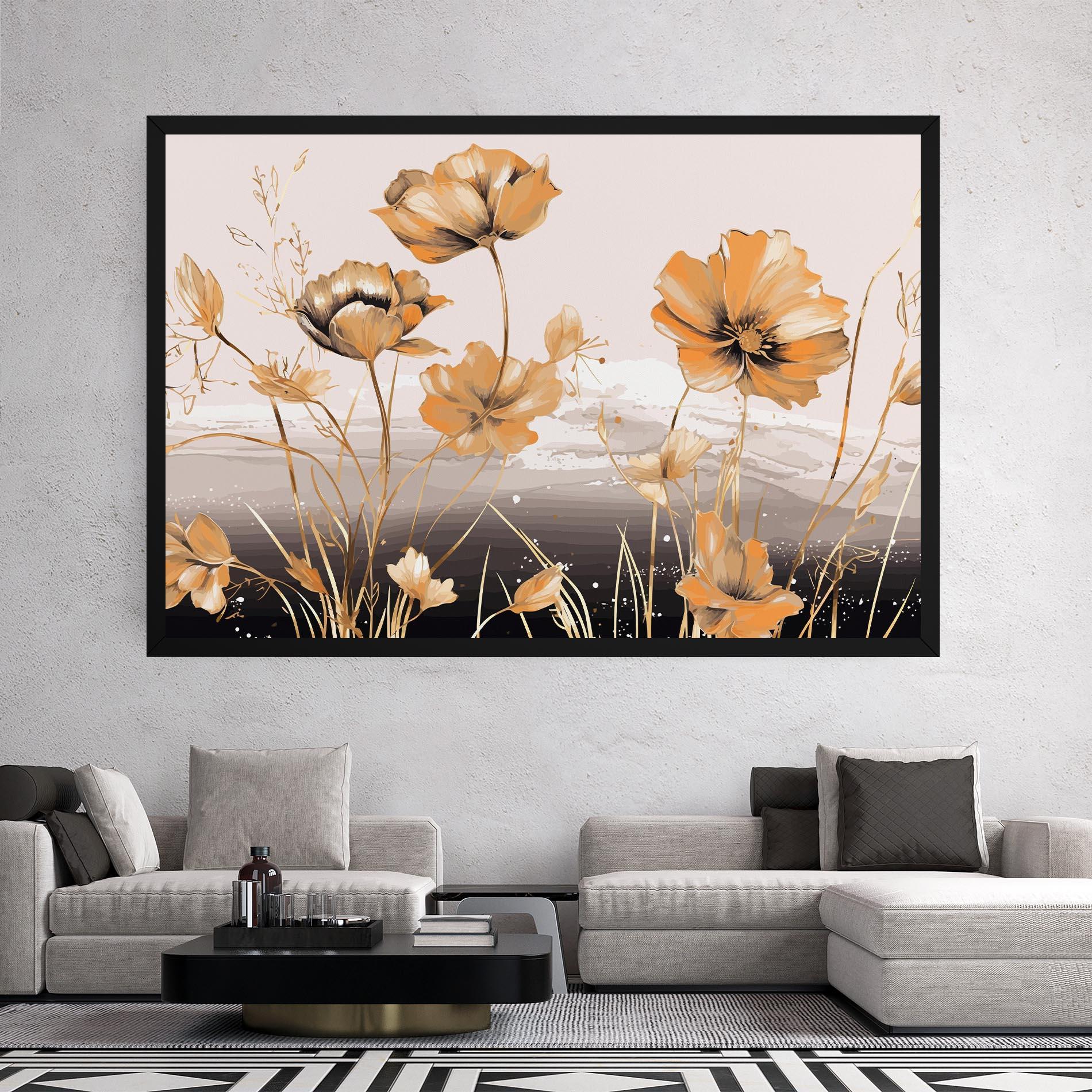 Leinwandbild Gold Black Poppy mockup 2