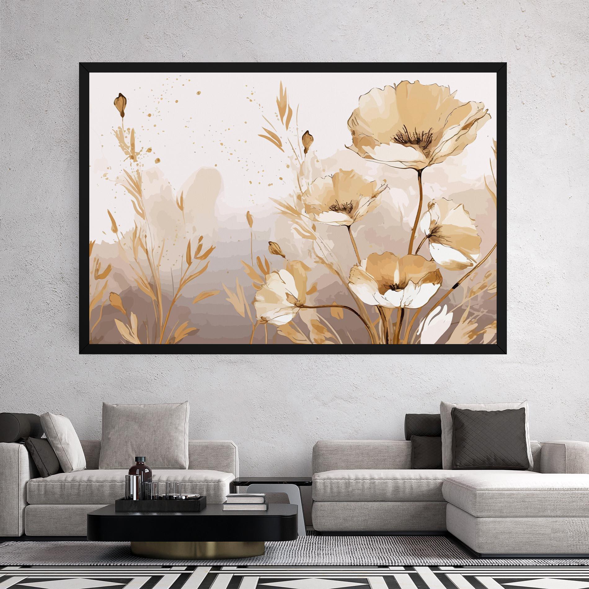 Leinwandbild Gold Cream Poppy mockup 2