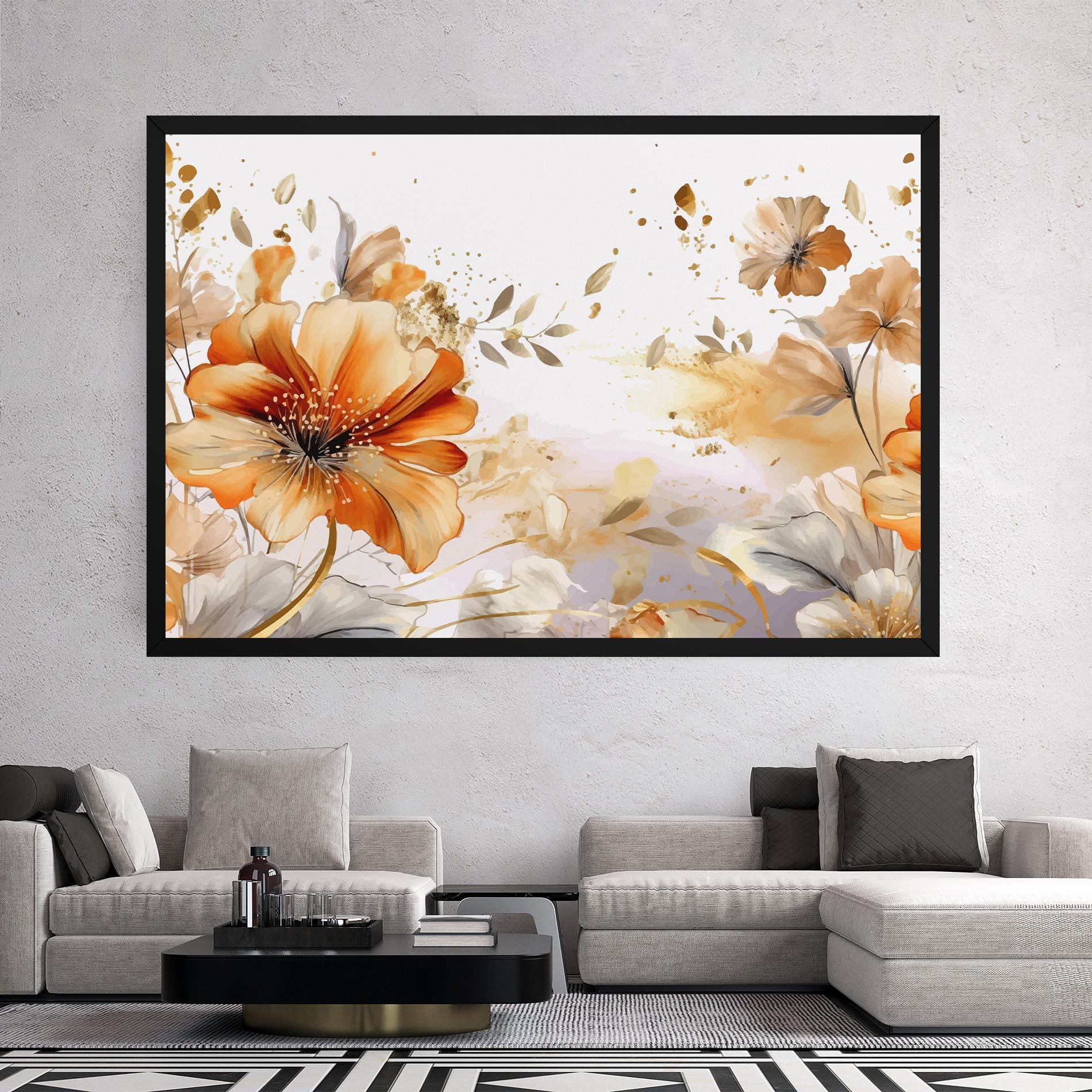 Leinwandbild Gold Orange Poppy mockup 2