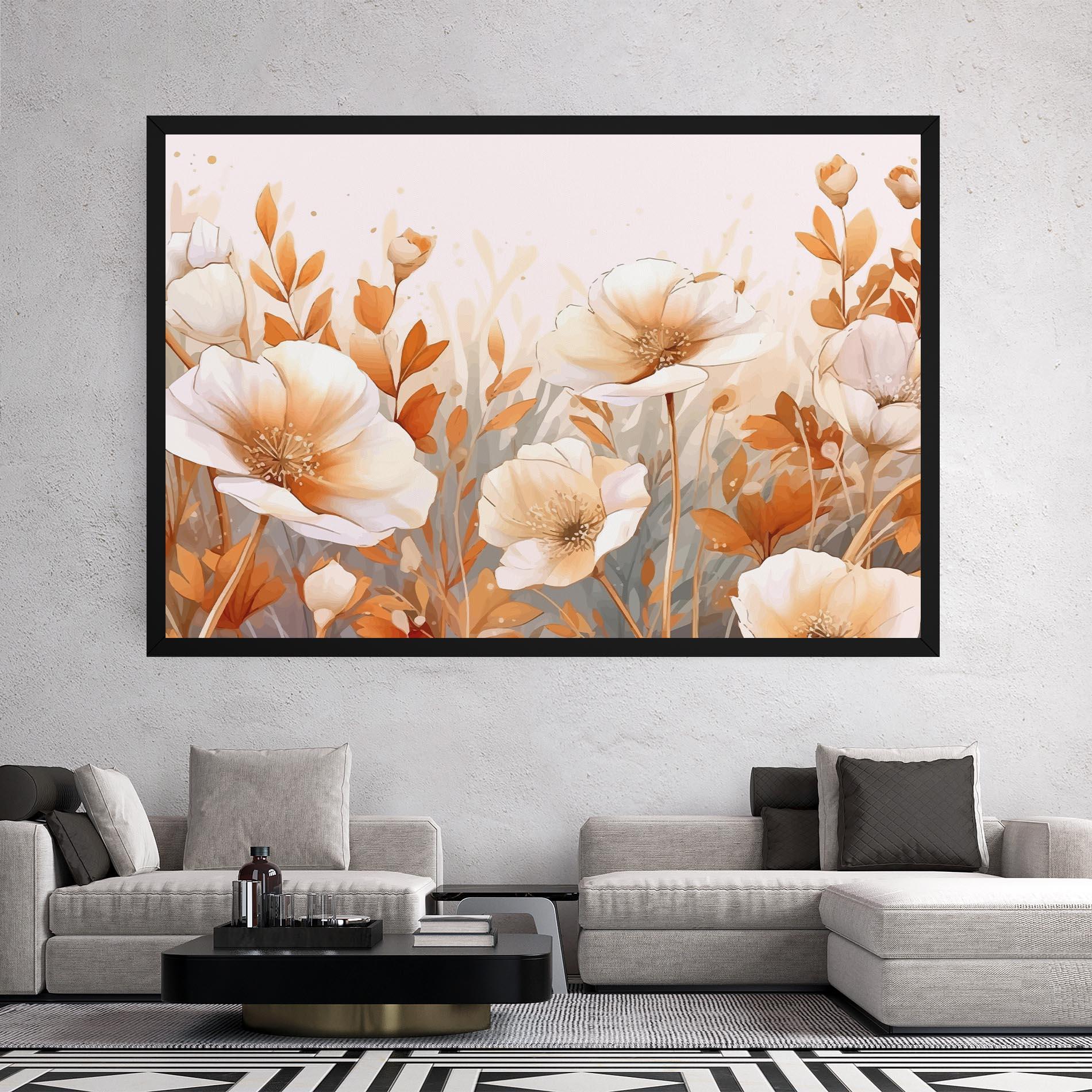 Leinwandbild Orange Cream Poppy mockup 2