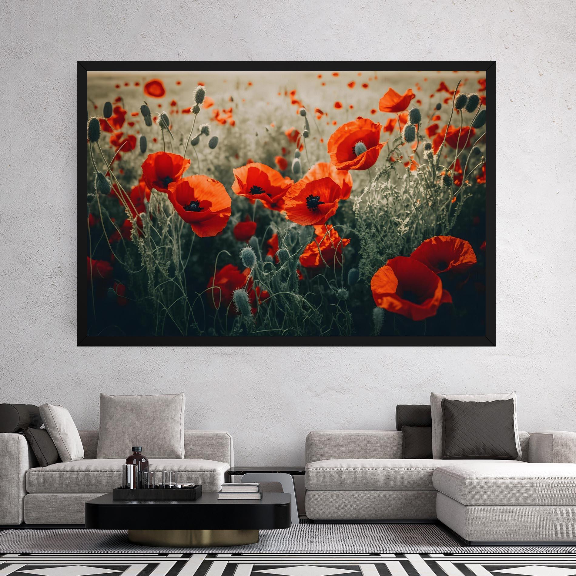 Leinwandbild Poppy Grass Field mockup 2