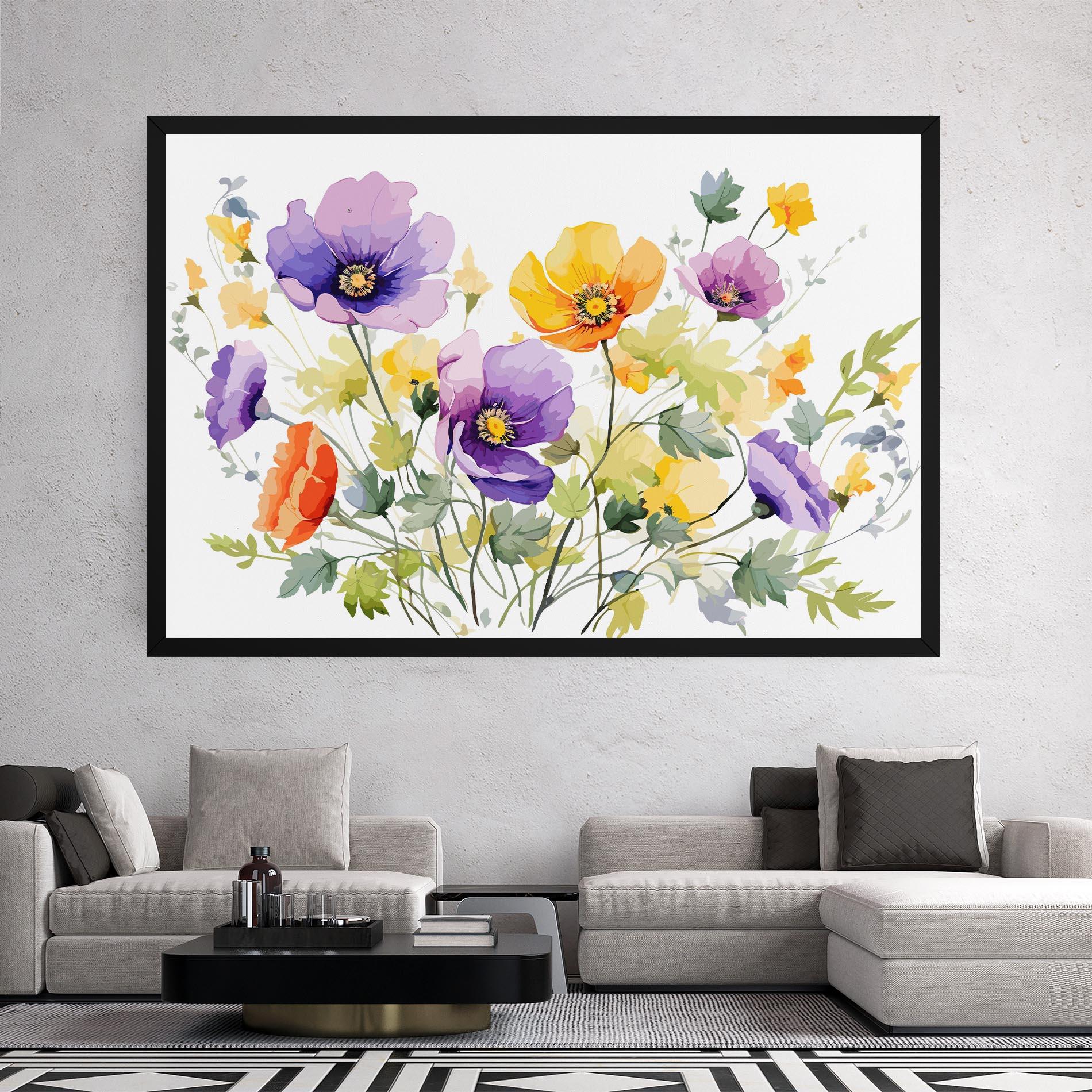 Leinwandbild Purple Orange Poppy mockup 2
