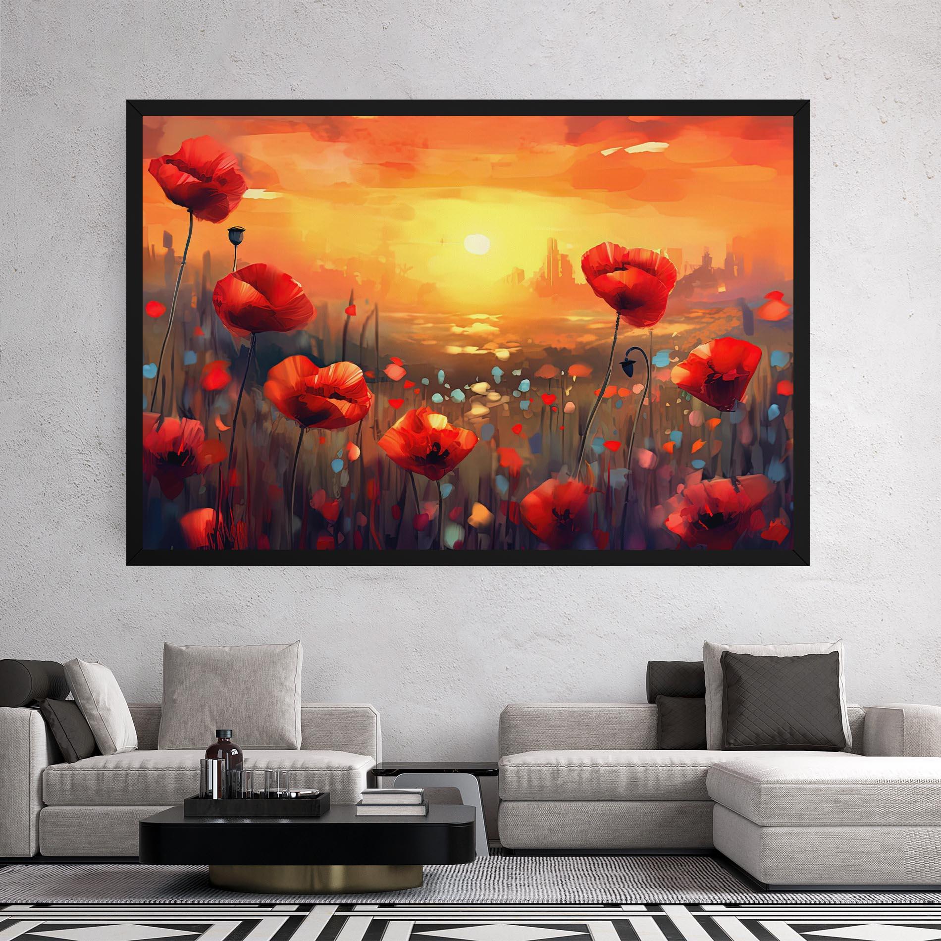 Leinwandbild Sunrise Painting Poppies mockup 2