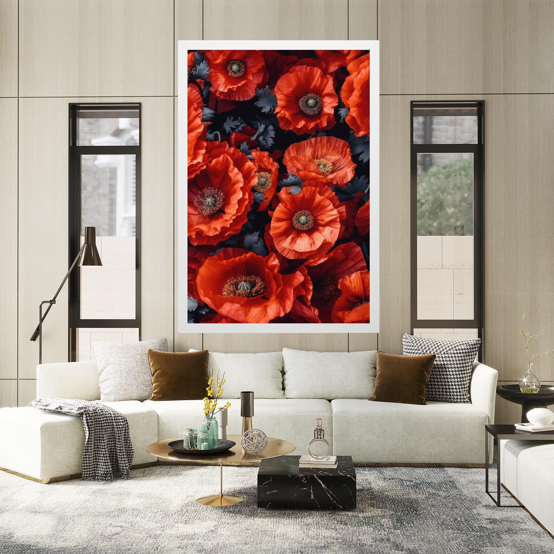 Leinwandbild Black Red Poppies mockup 2