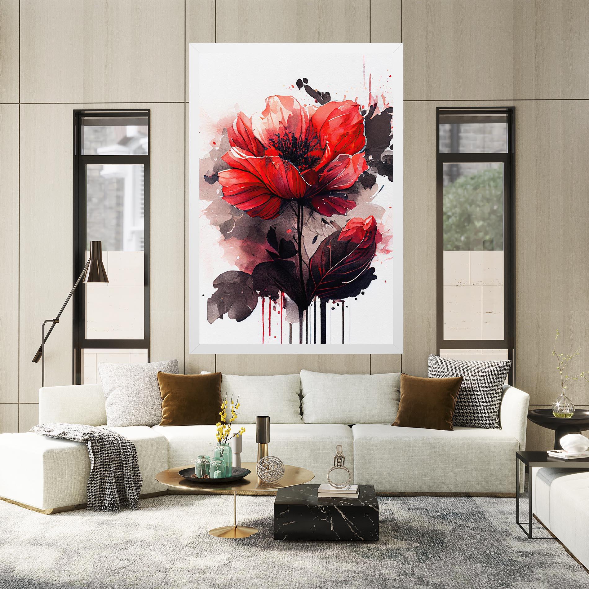 Leinwandbild Watercolor Poppy mockup 2