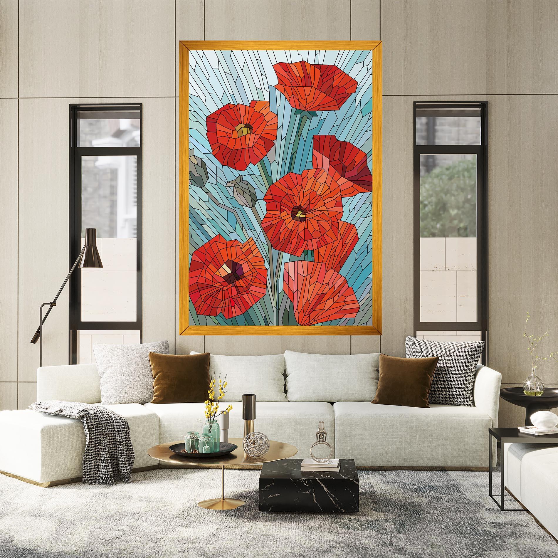 Leinwandbild Blue Glass Poppy mockup 2