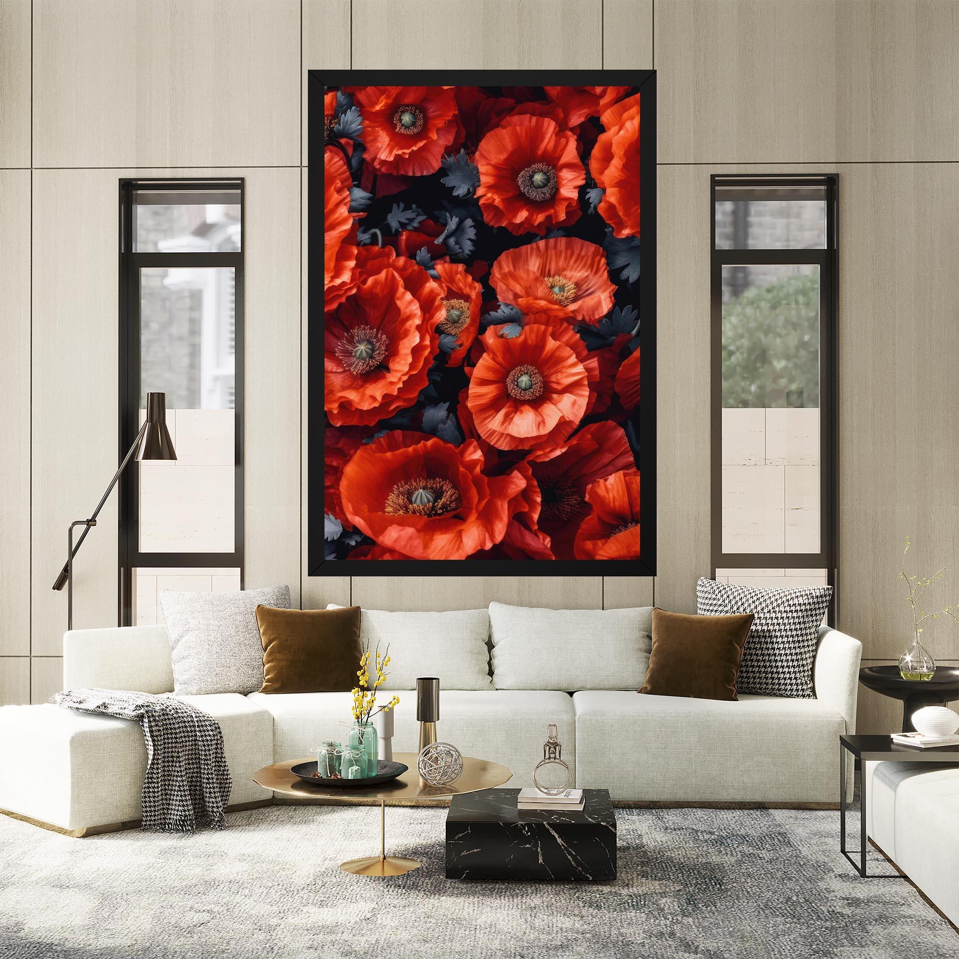 Leinwandbild Black Red Poppies mockup 2