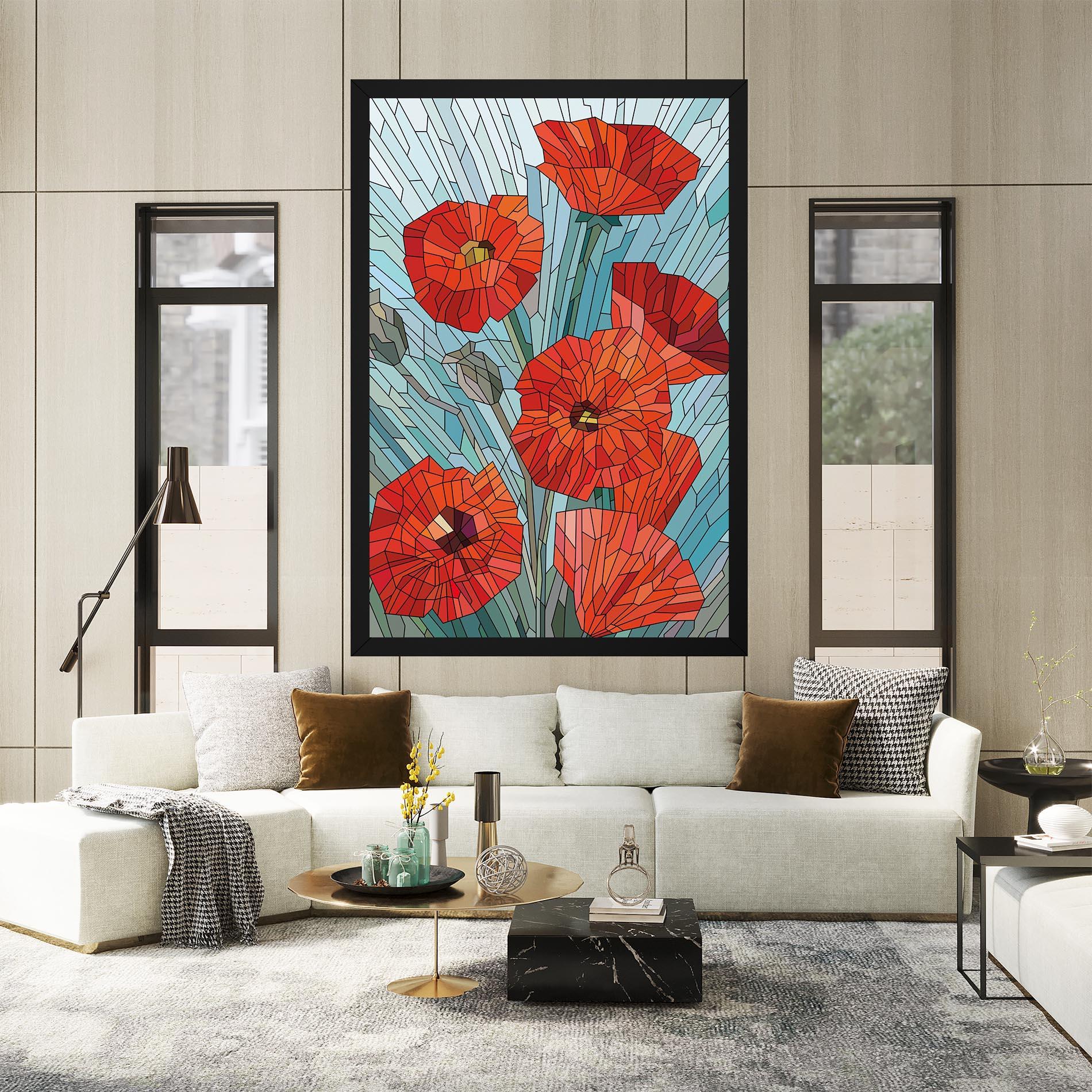 Leinwandbild Blue Glass Poppy mockup 2