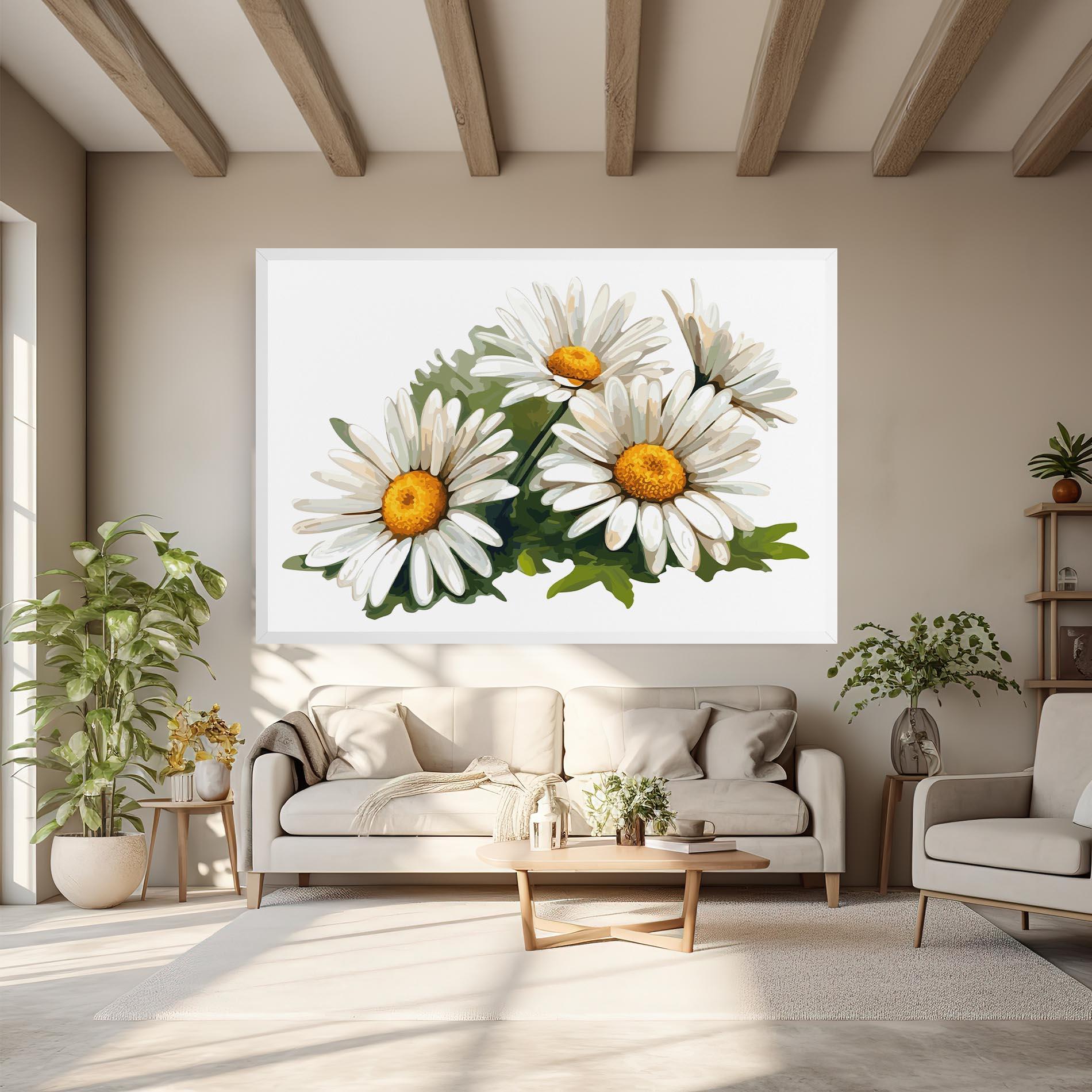 Leinwandbild Grey White Daisy mockup 6