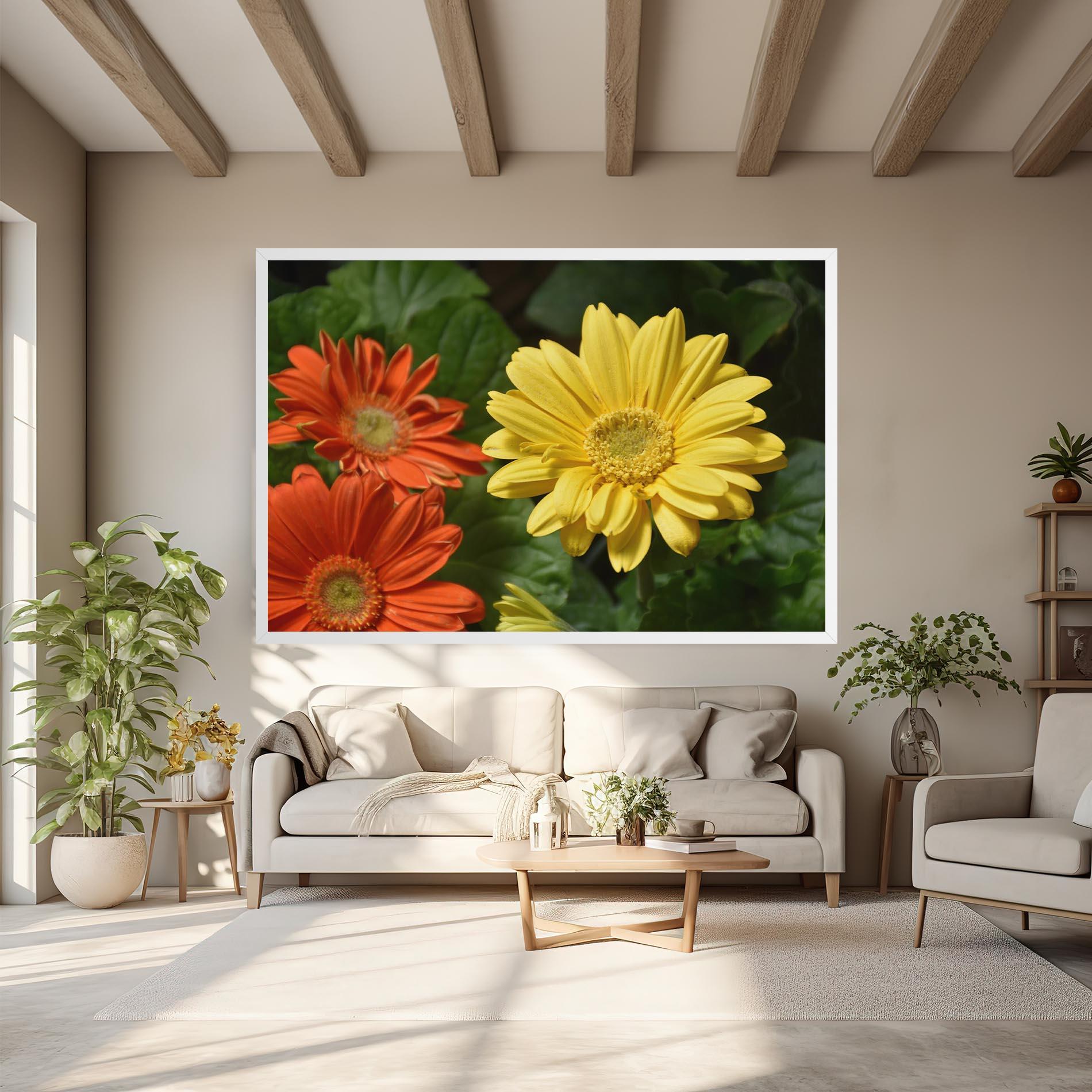 Leinwandbild Orange Yellow Daisy mockup 6