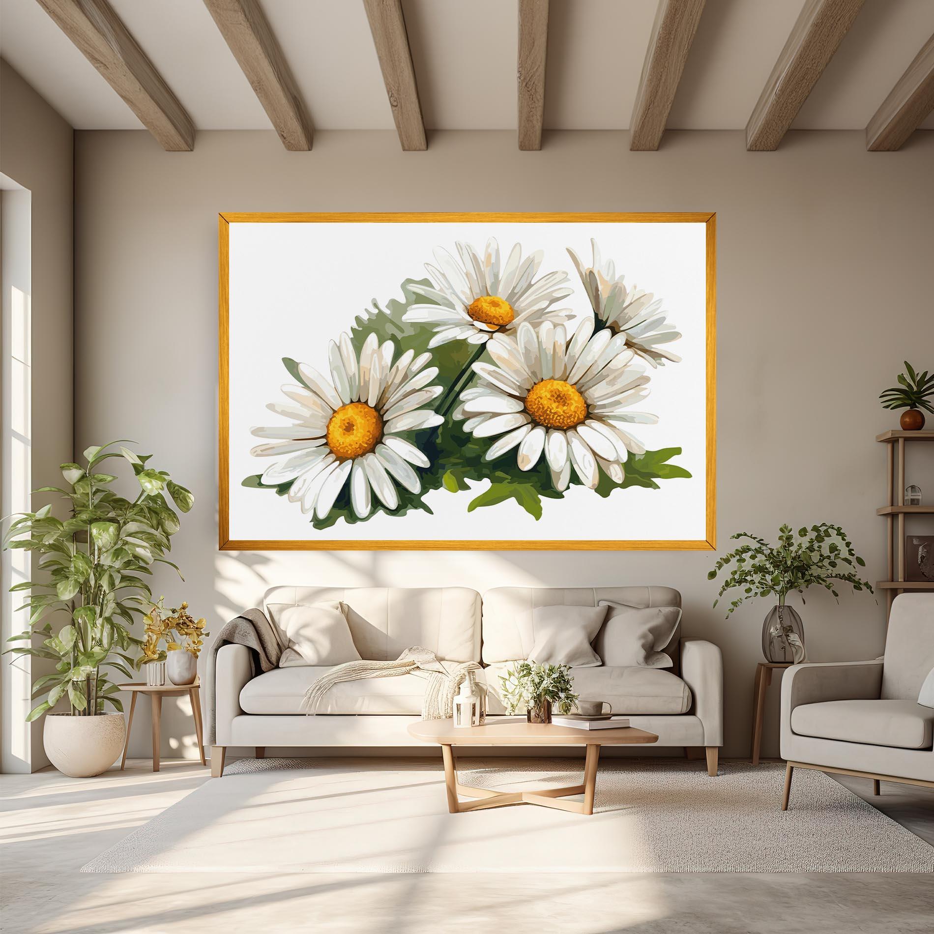Leinwandbild Grey White Daisy mockup 6