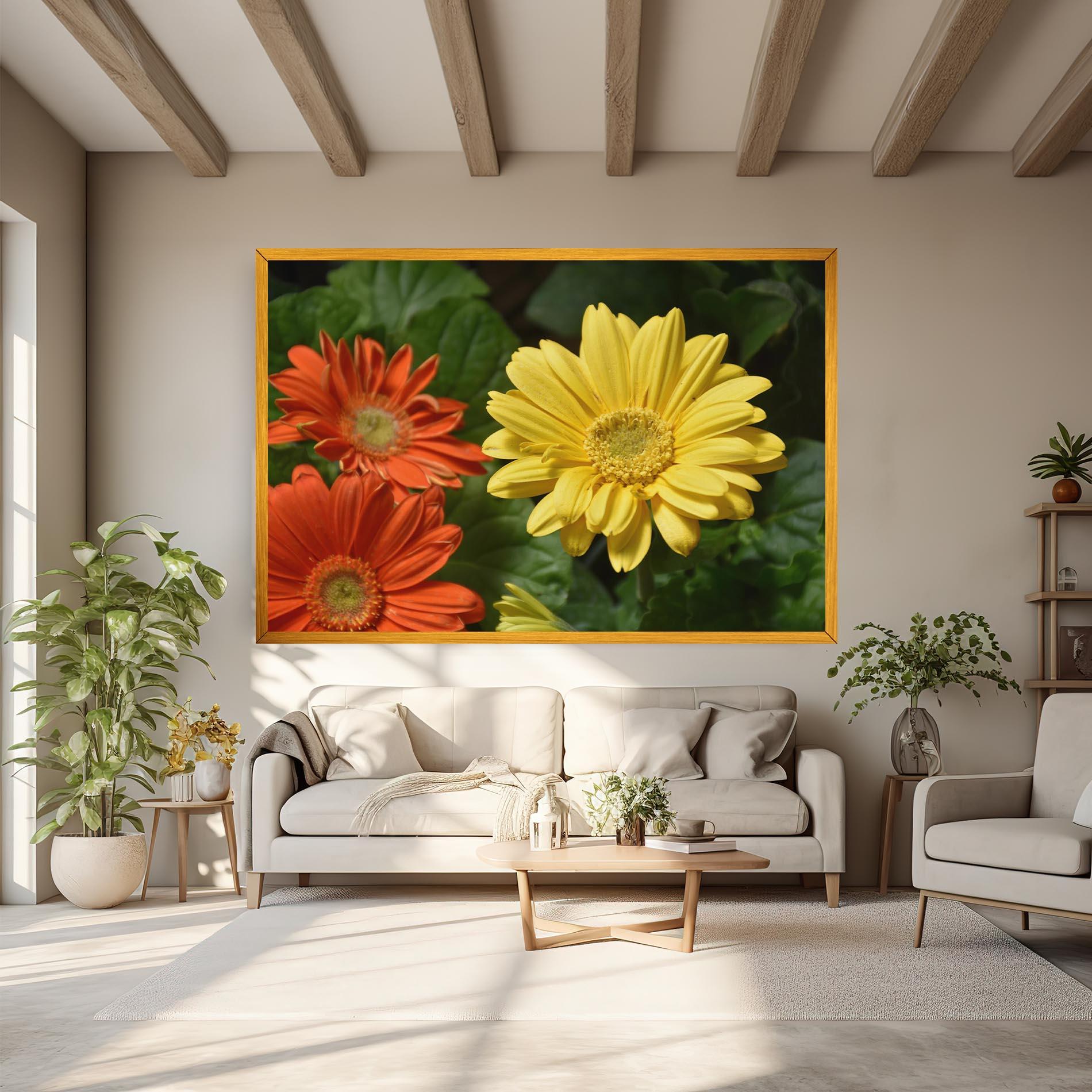 Leinwandbild Orange Yellow Daisy mockup 6