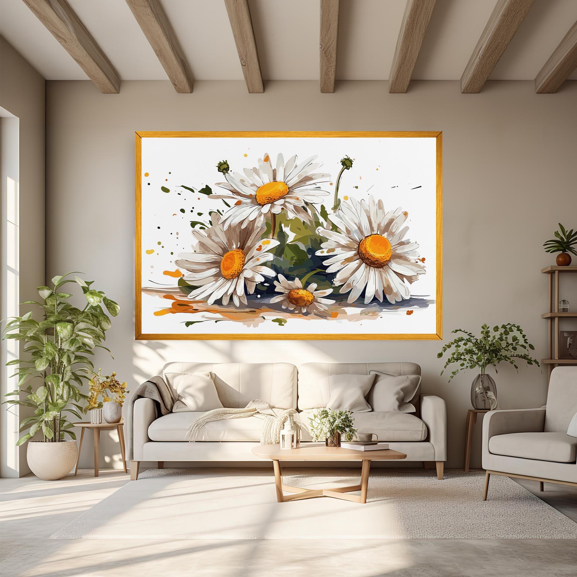 Leinwandbild White Beautiful Daisy mockup 6