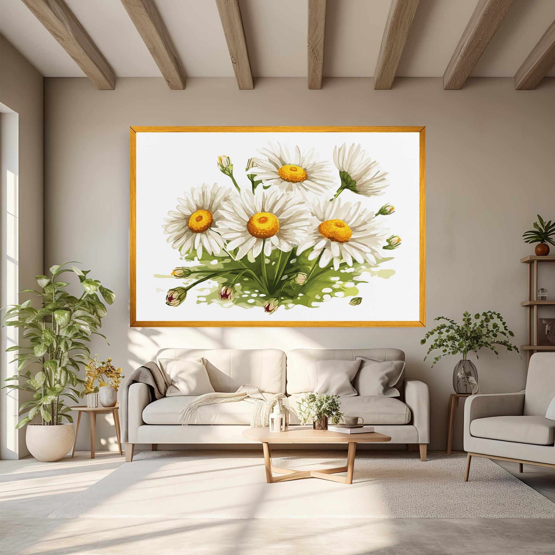 Leinwandbild White Grey Daisy mockup 6