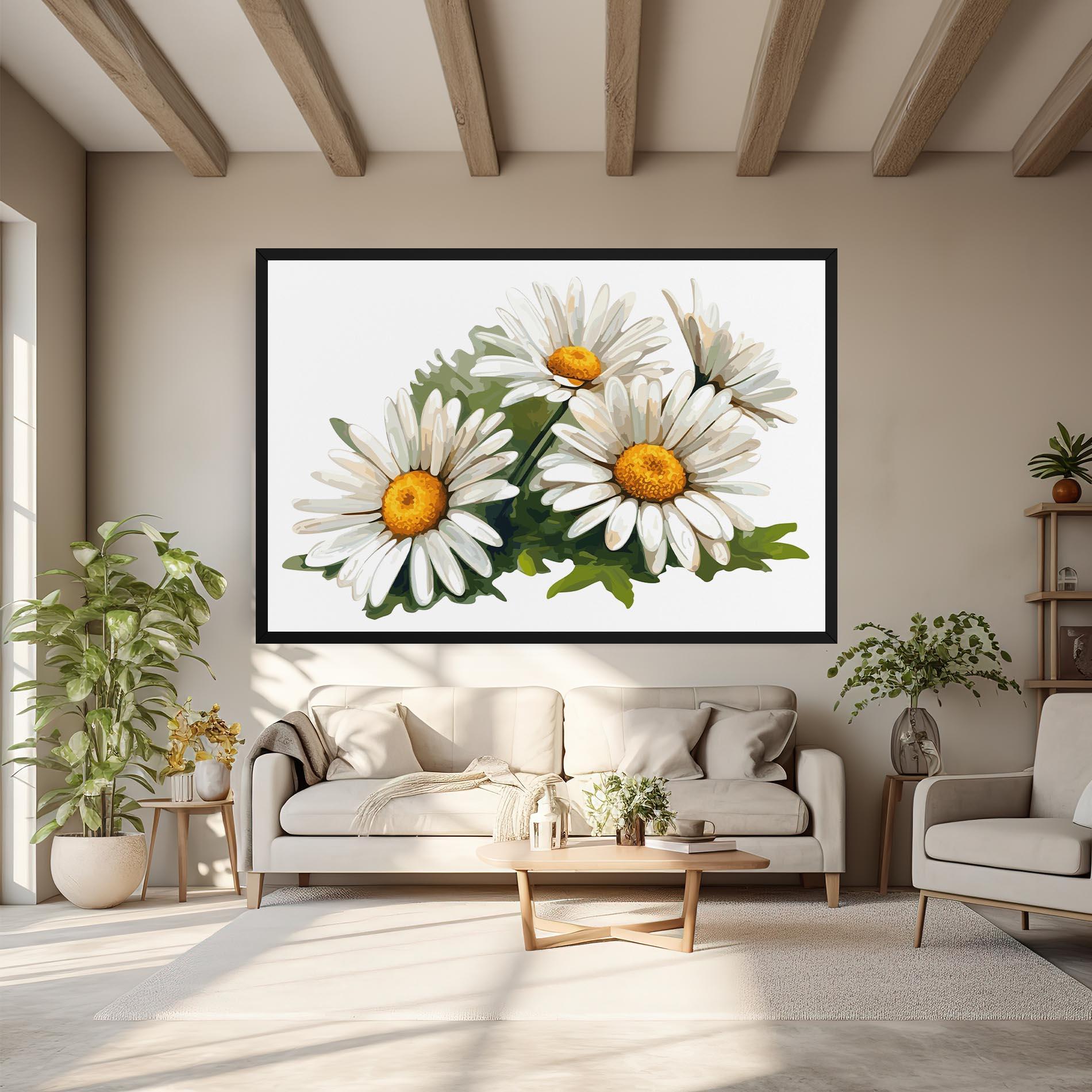 Leinwandbild Grey White Daisy mockup 6