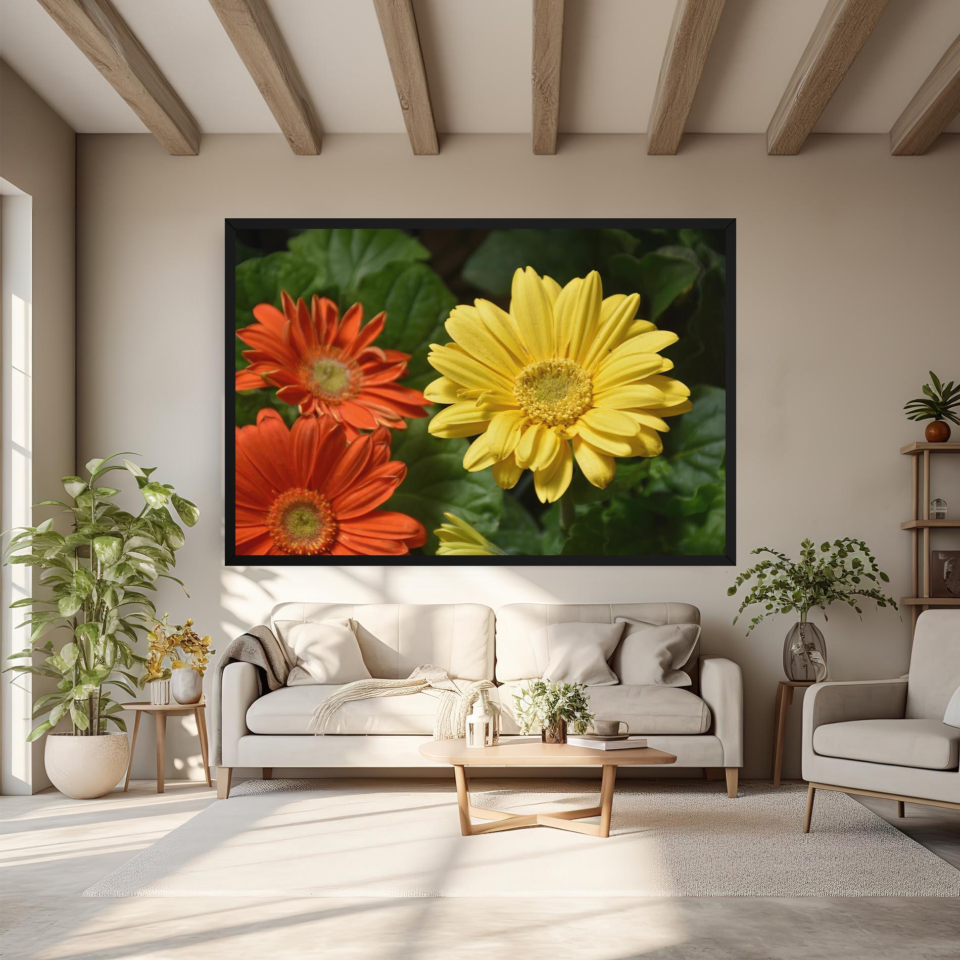 Leinwandbild Orange Yellow Daisy mockup 6