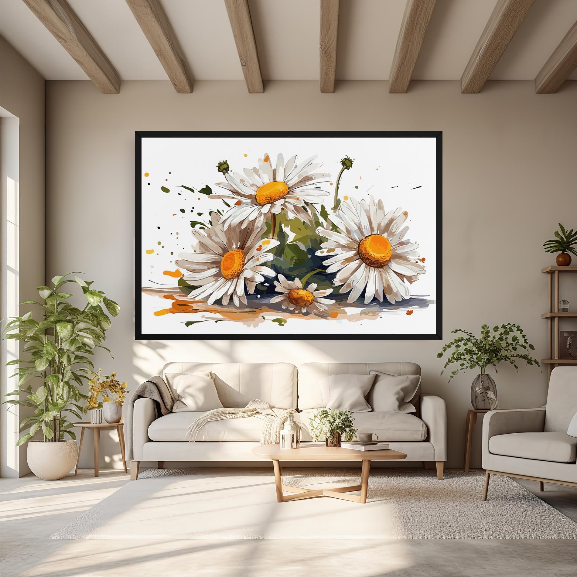 Leinwandbild White Beautiful Daisy mockup 6
