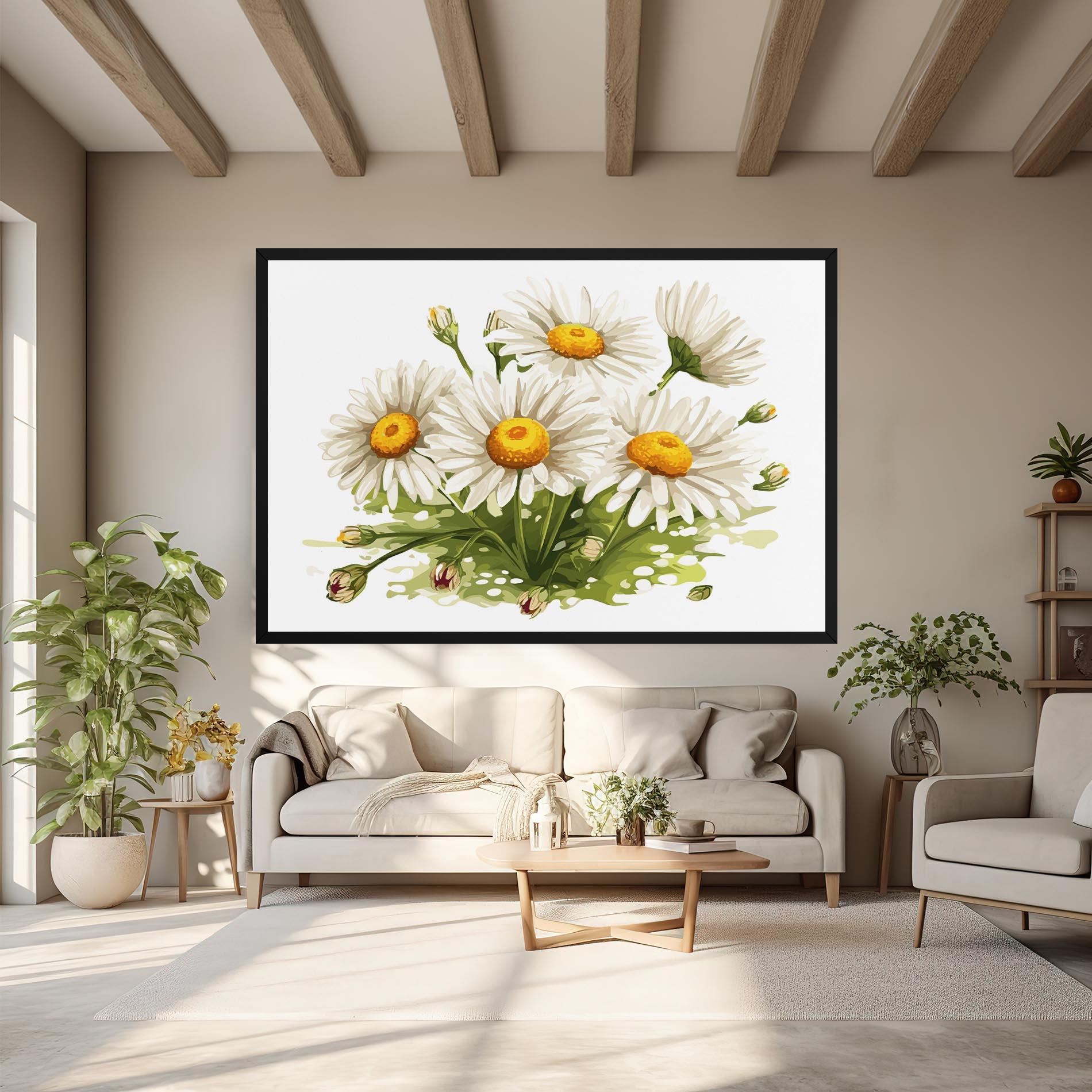 Leinwandbild White Grey Daisy mockup 6