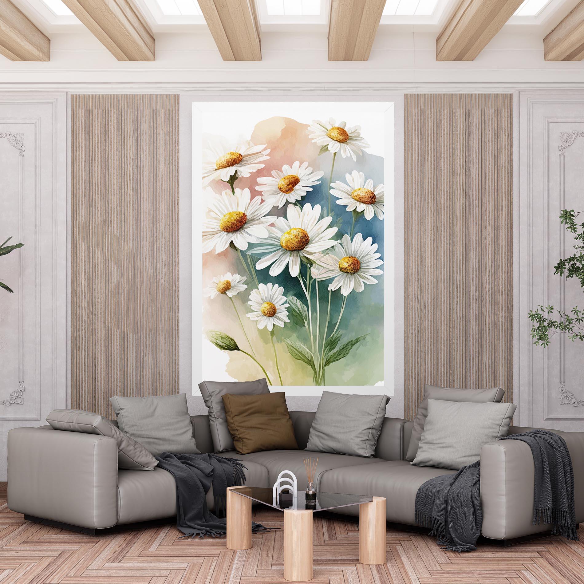 Leinwandbild White Daisy Art mockup 6