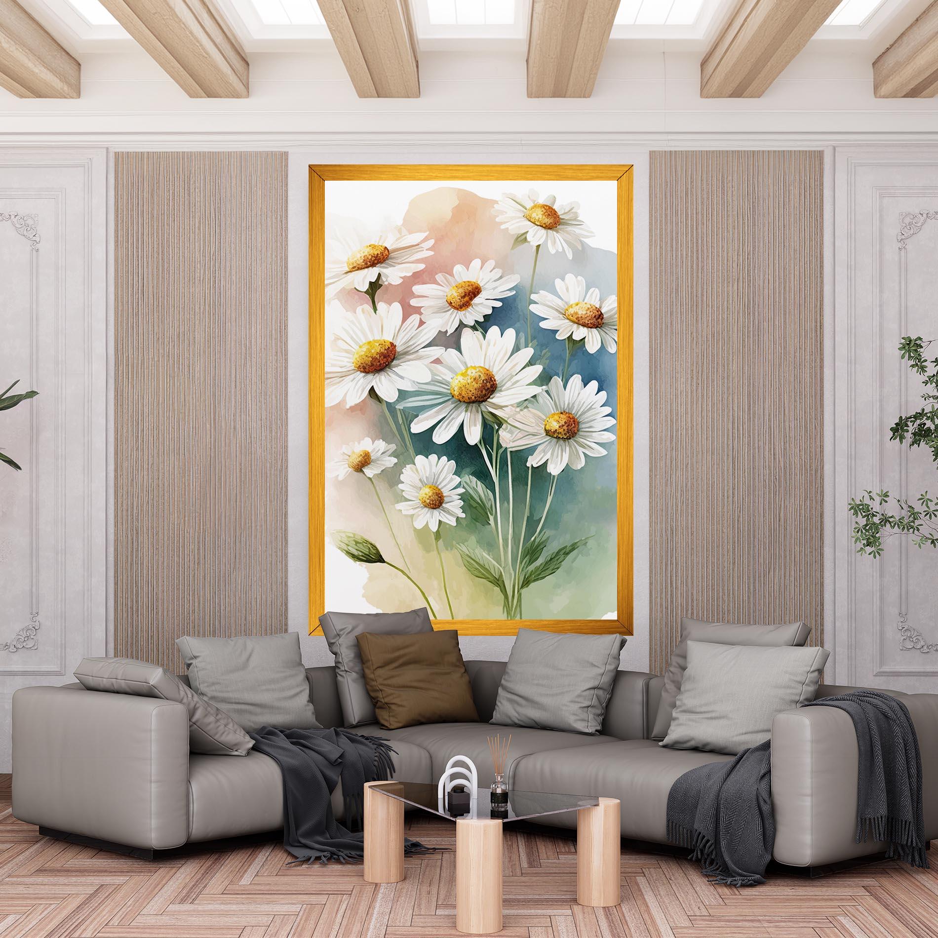 Leinwandbild White Daisy Art mockup 6
