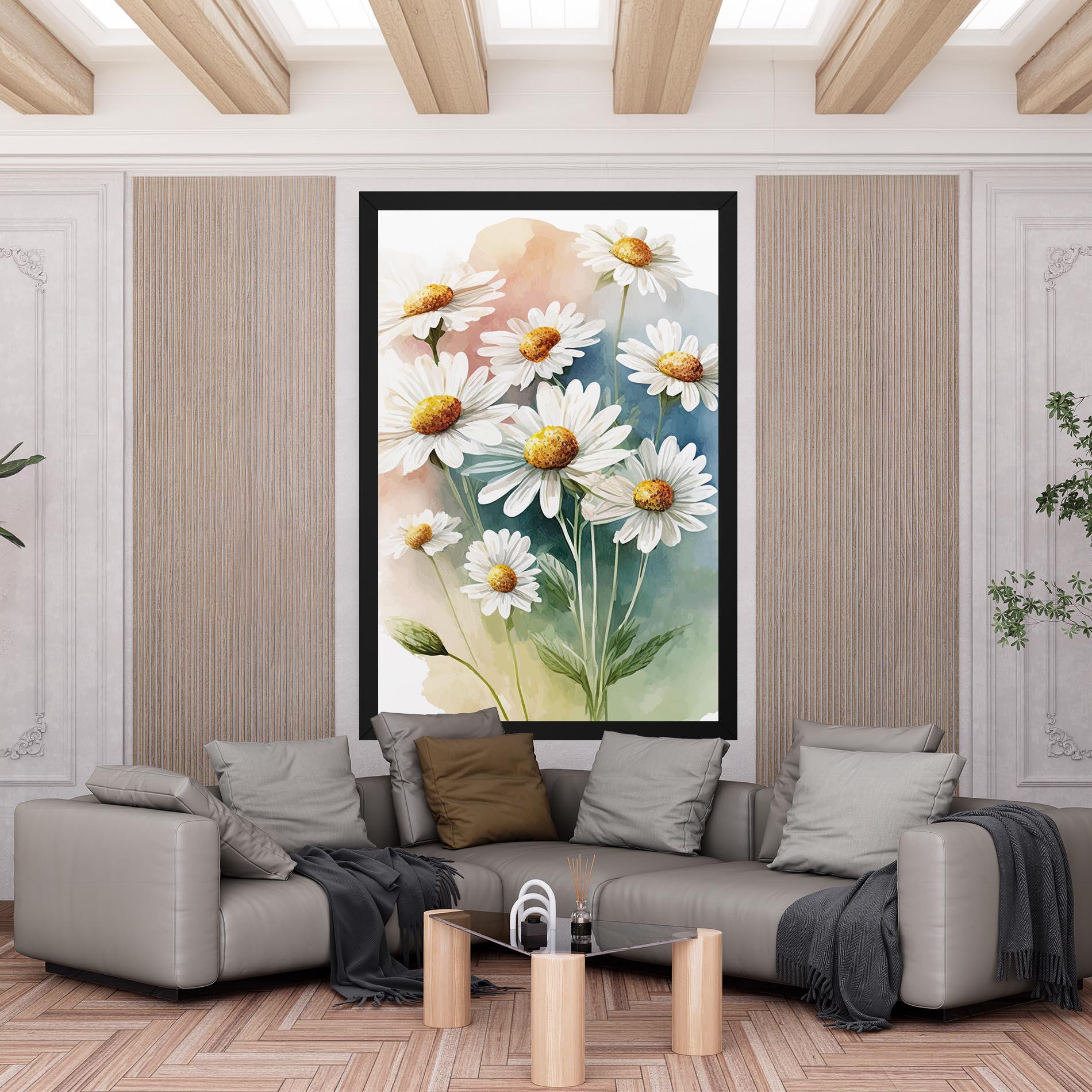 Leinwandbild White Daisy Art mockup 6
