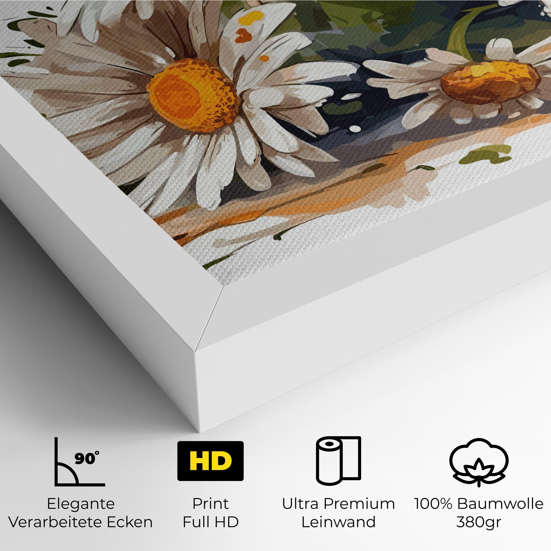 Leinwandbild White Beautiful Daisy mockup 4