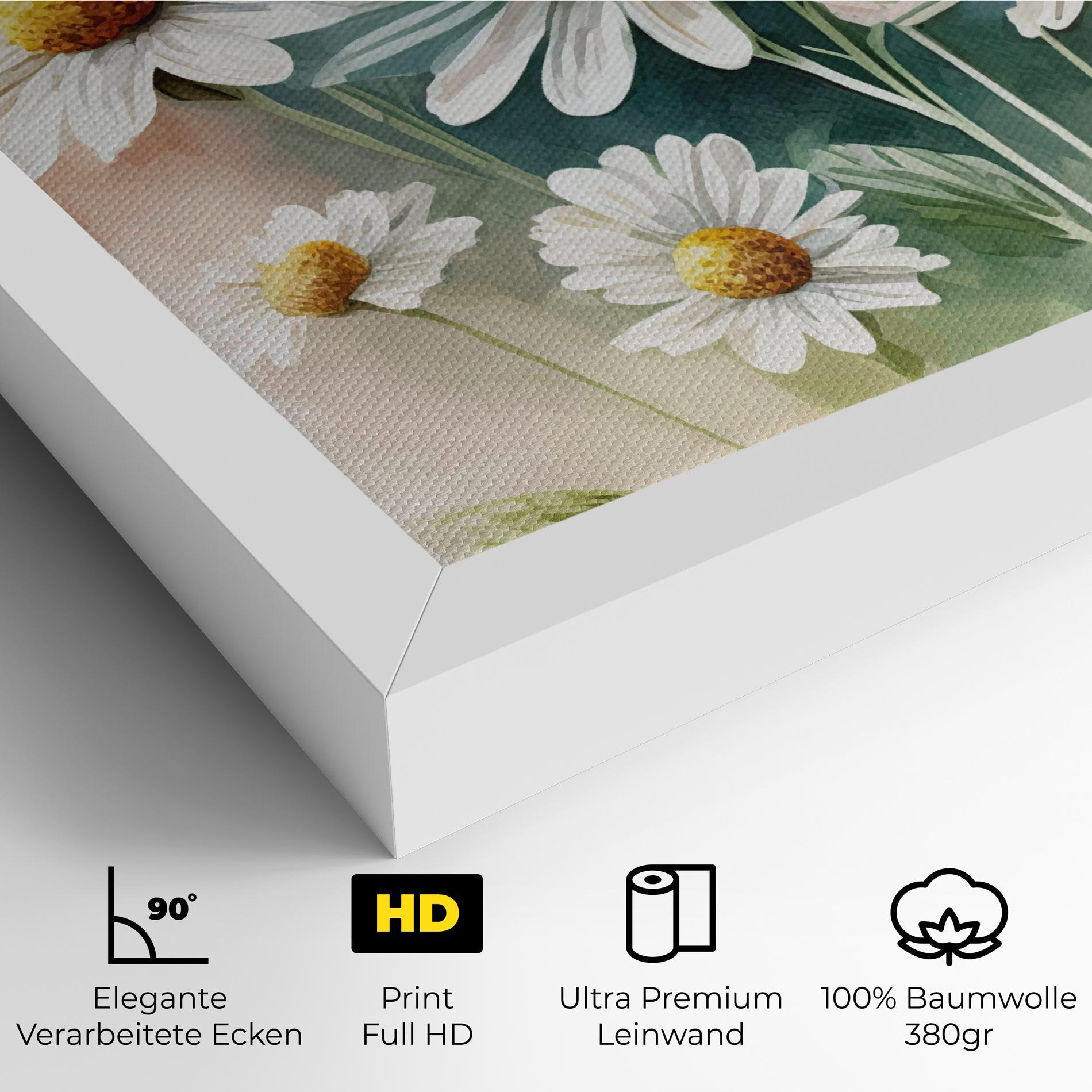 Leinwandbild White Daisy Art mockup 4
