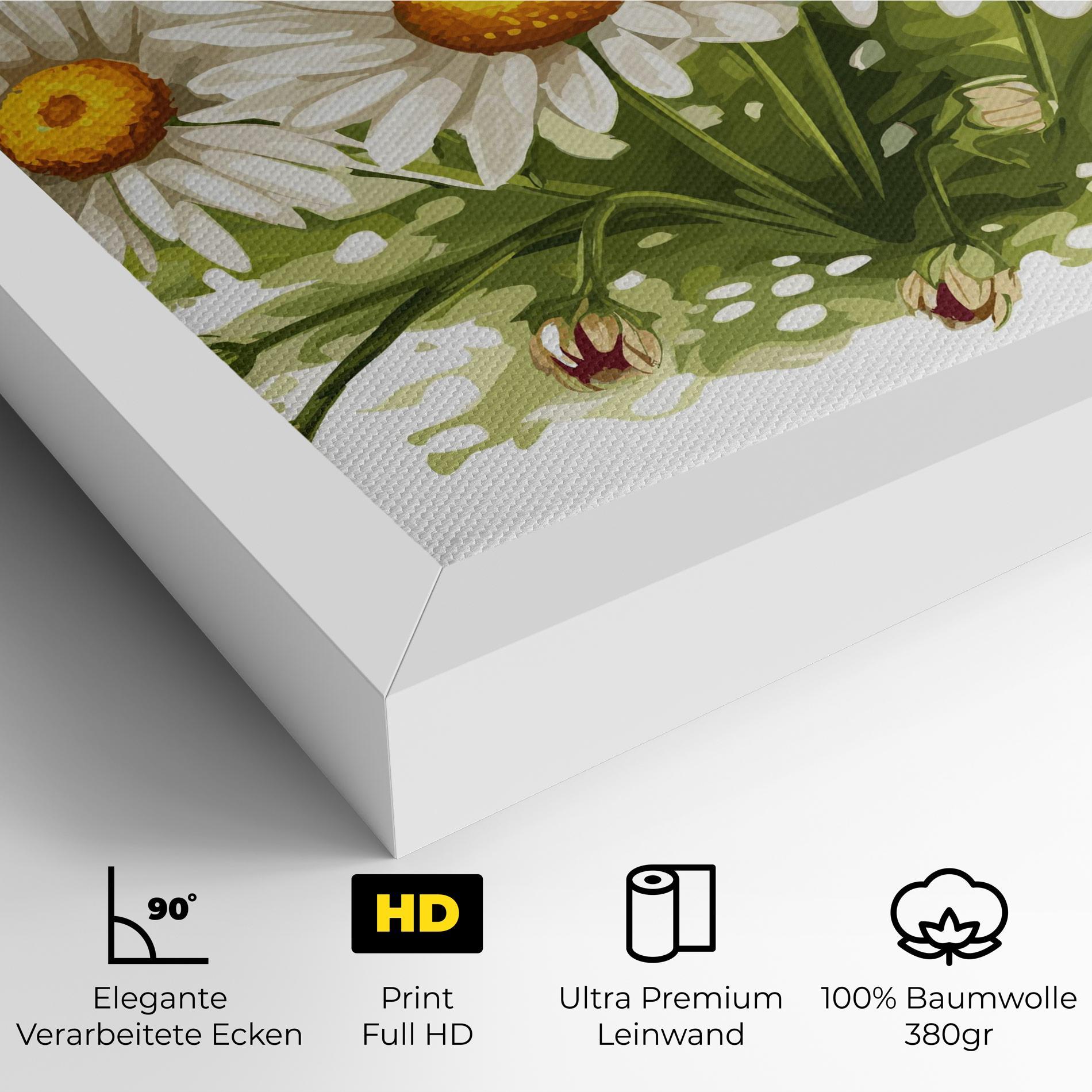 Leinwandbild White Grey Daisy mockup 4
