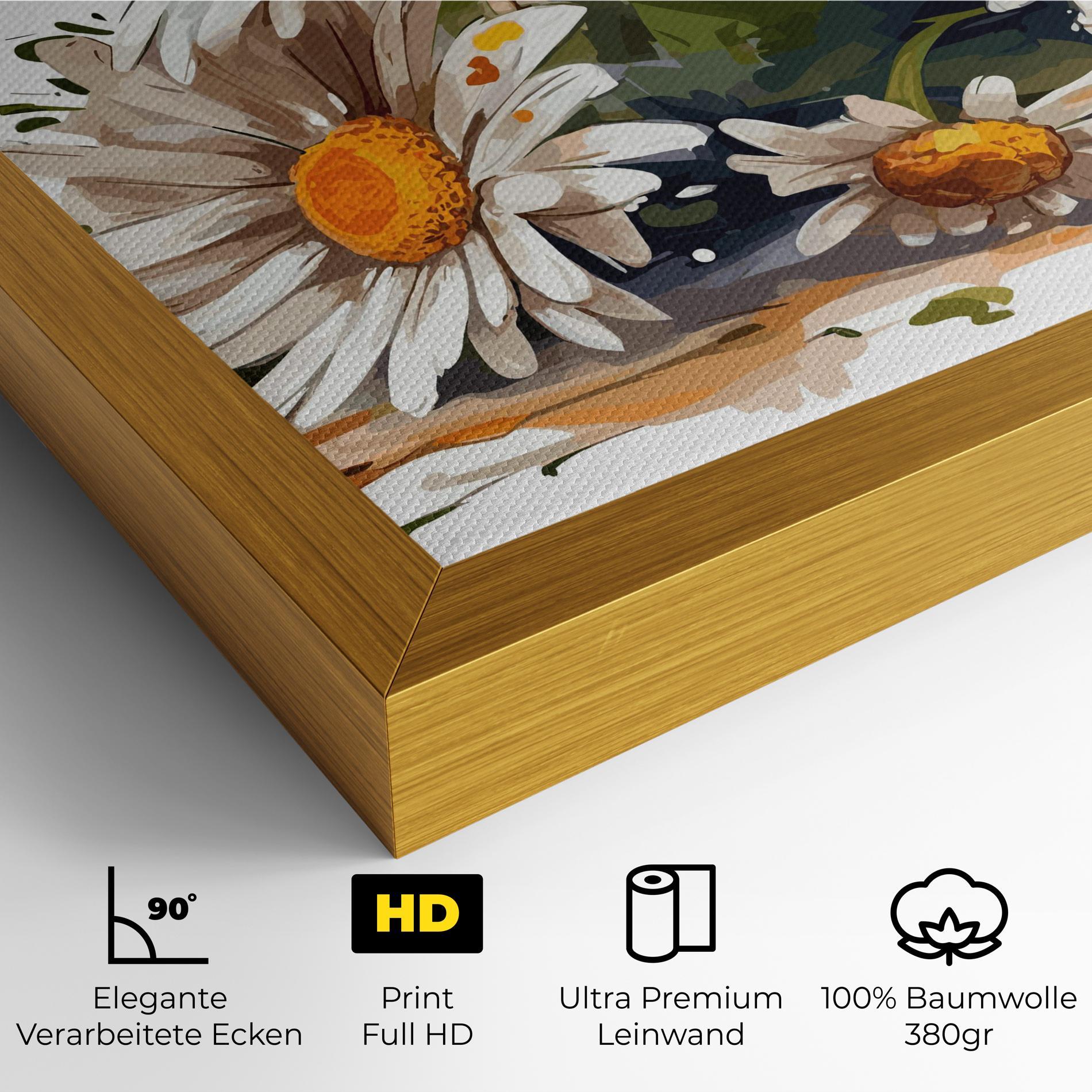 Leinwandbild White Beautiful Daisy mockup 4
