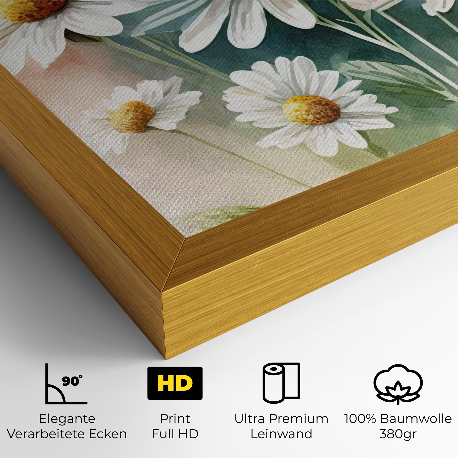 Leinwandbild White Daisy Art mockup 4