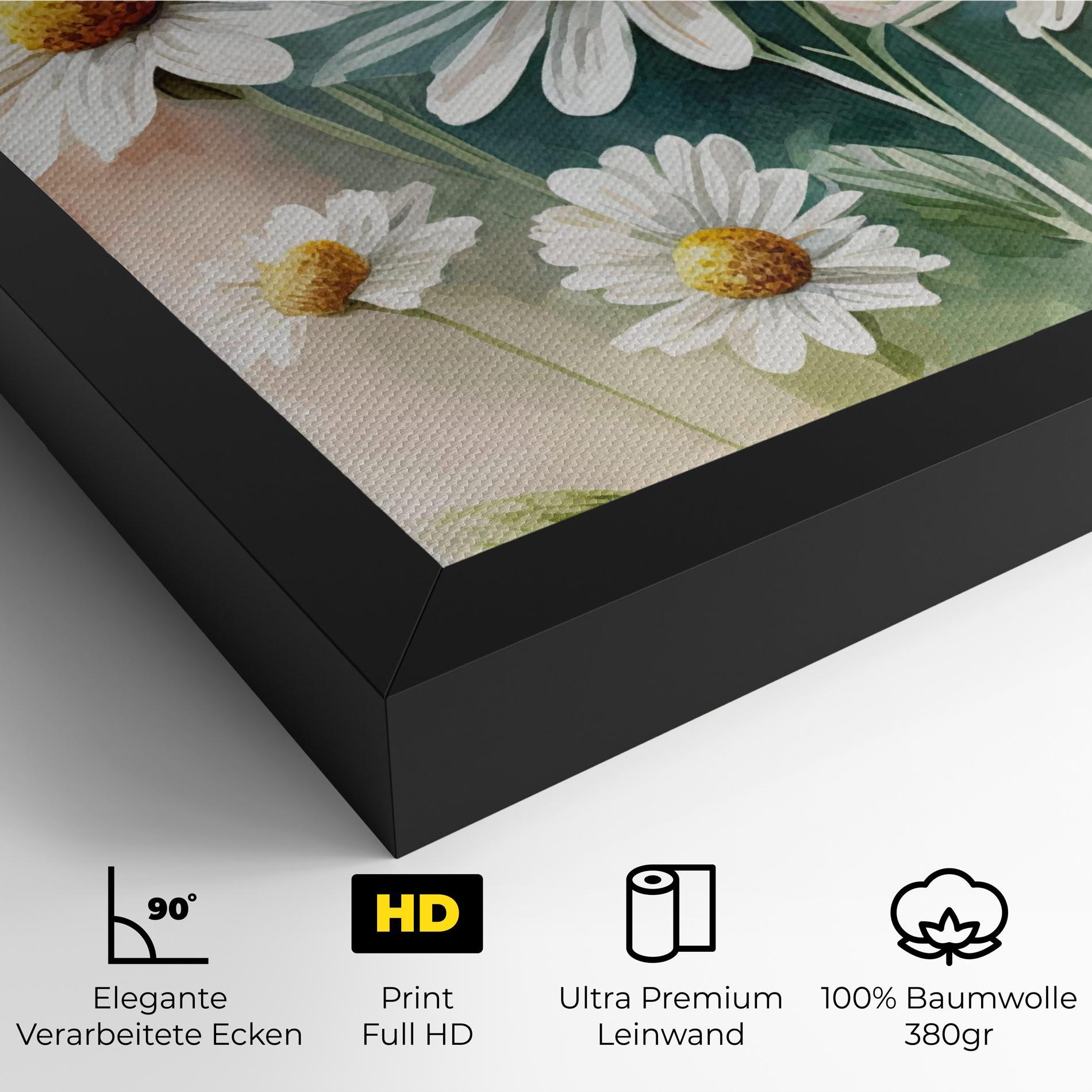Leinwandbild White Daisy Art mockup 4