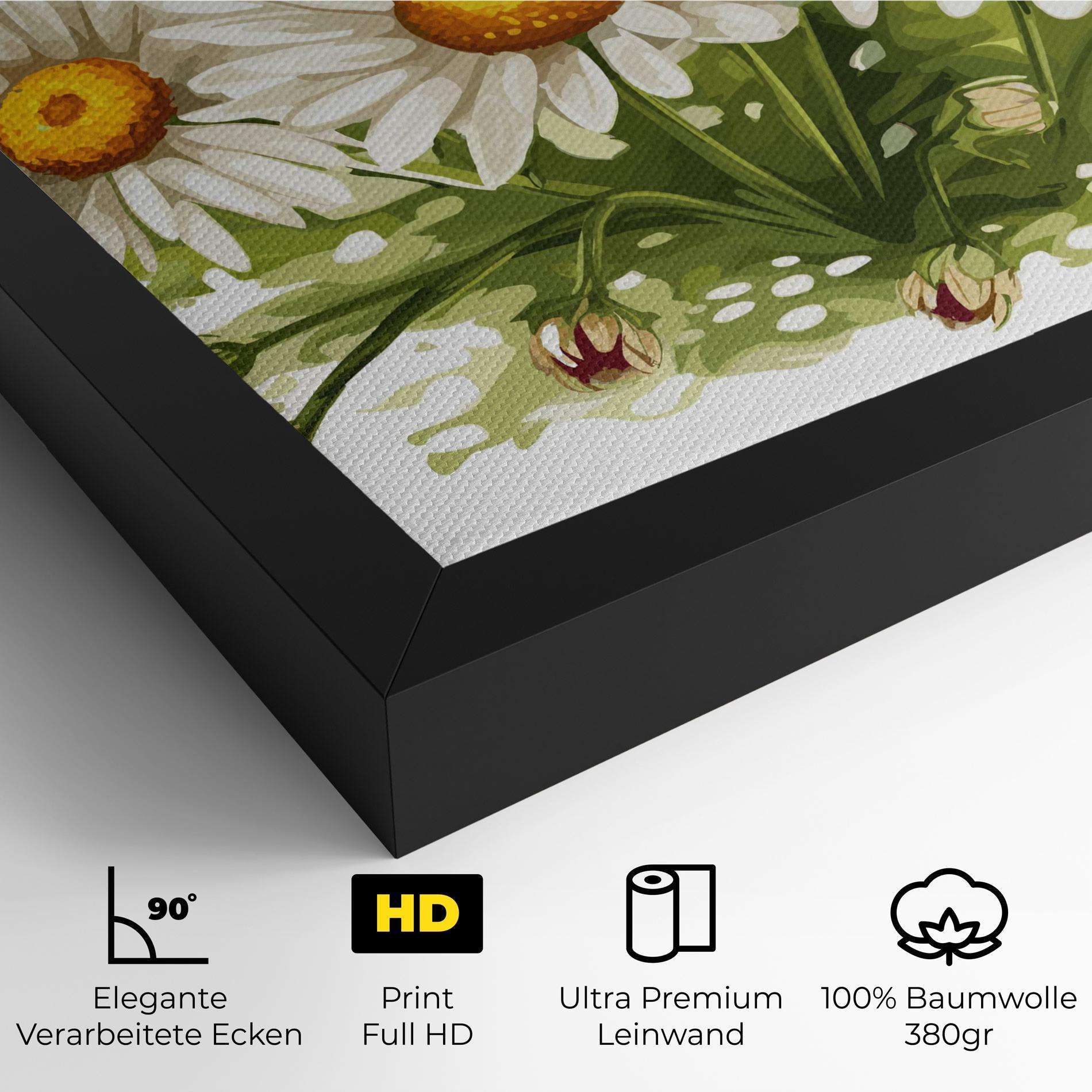 Leinwandbild White Grey Daisy mockup 4
