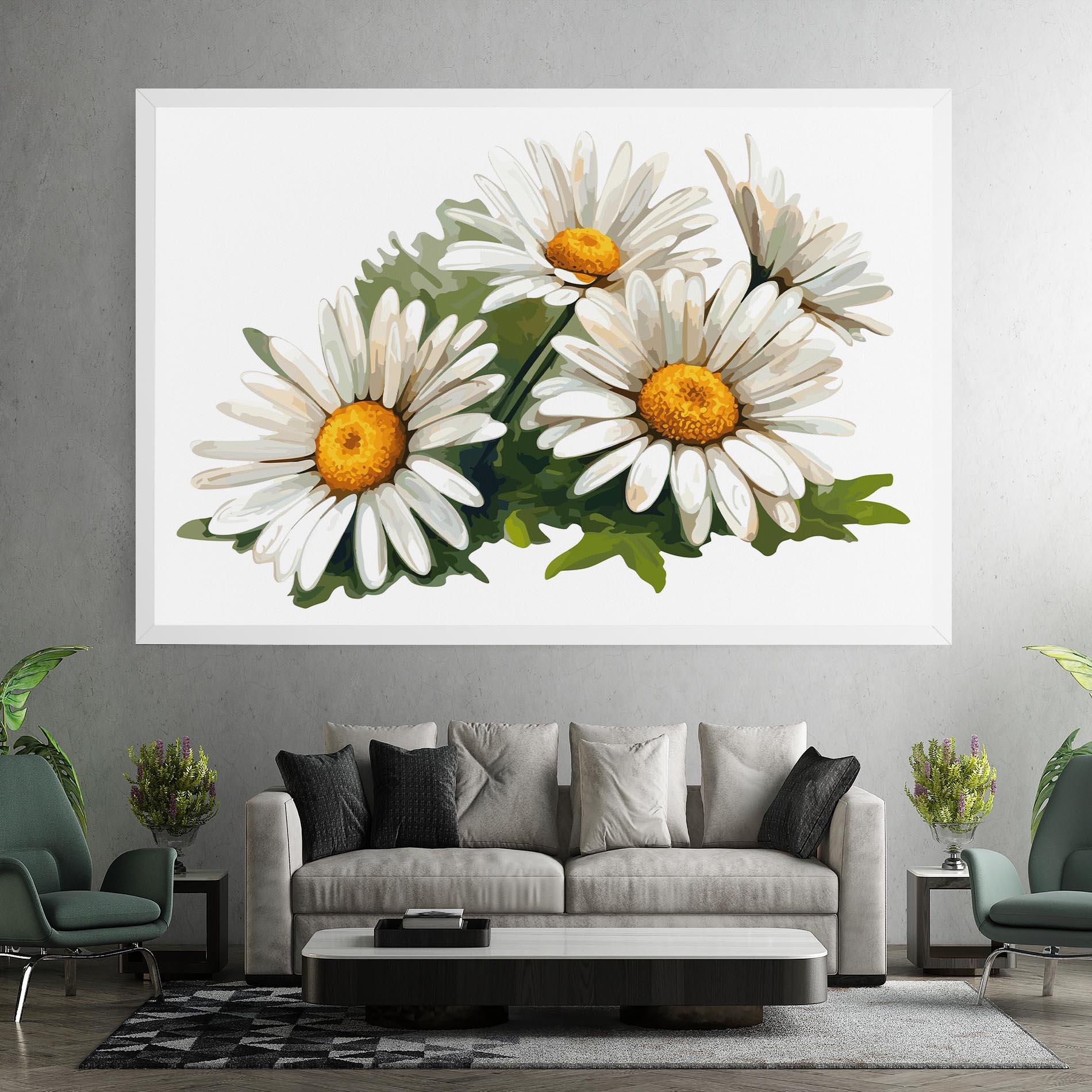 Leinwandbild Grey White Daisy mockup 7