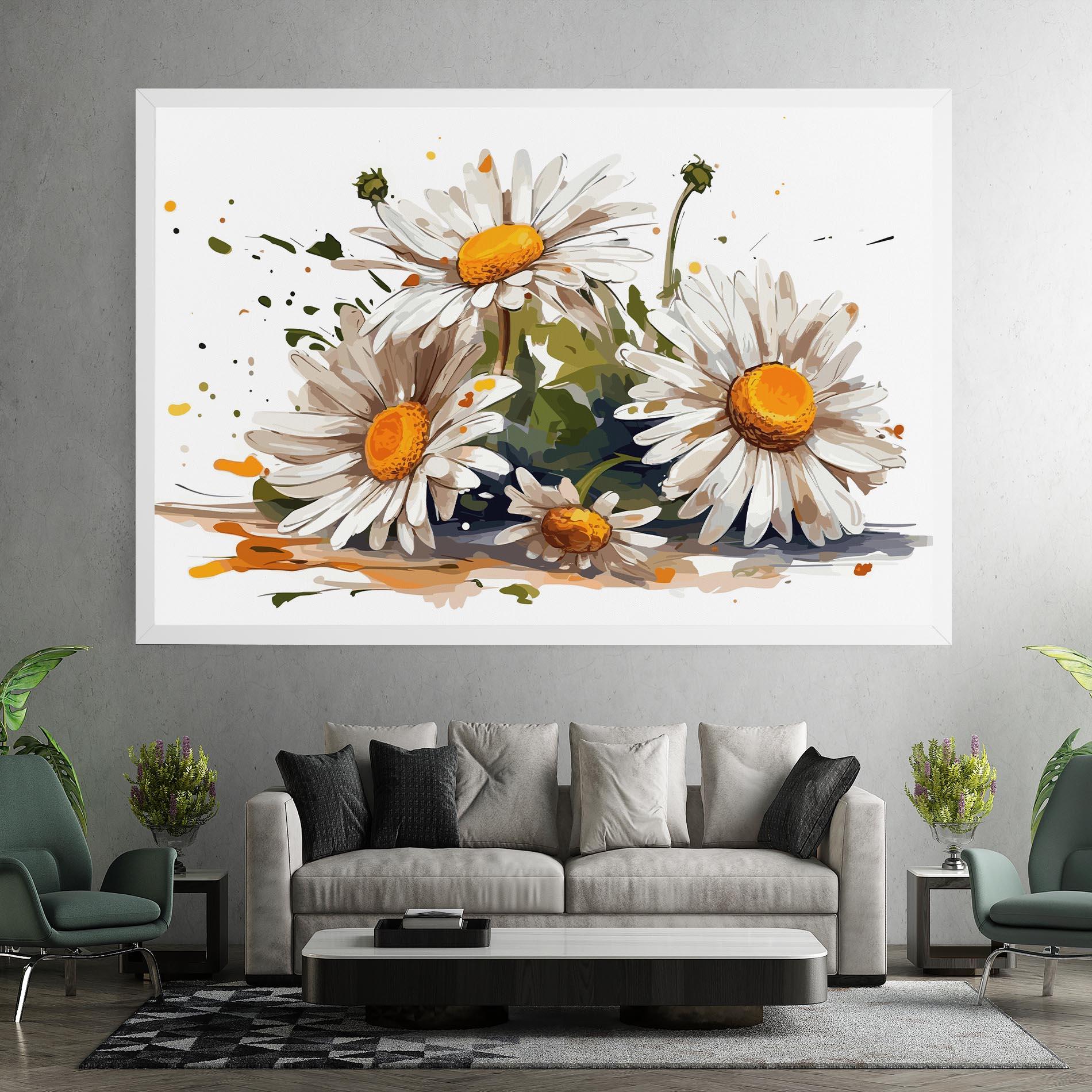 Leinwandbild White Beautiful Daisy mockup 7