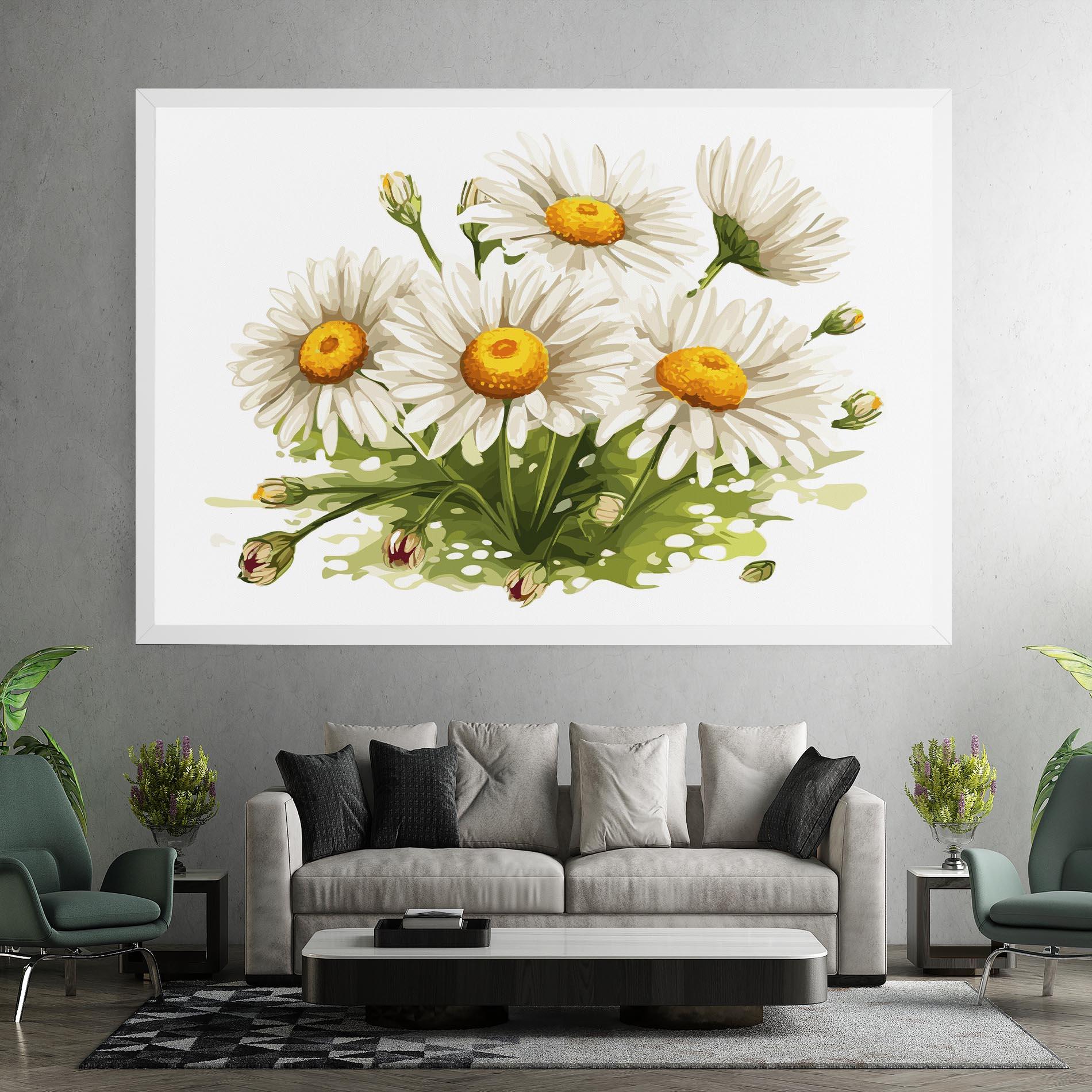 Leinwandbild White Grey Daisy mockup 7