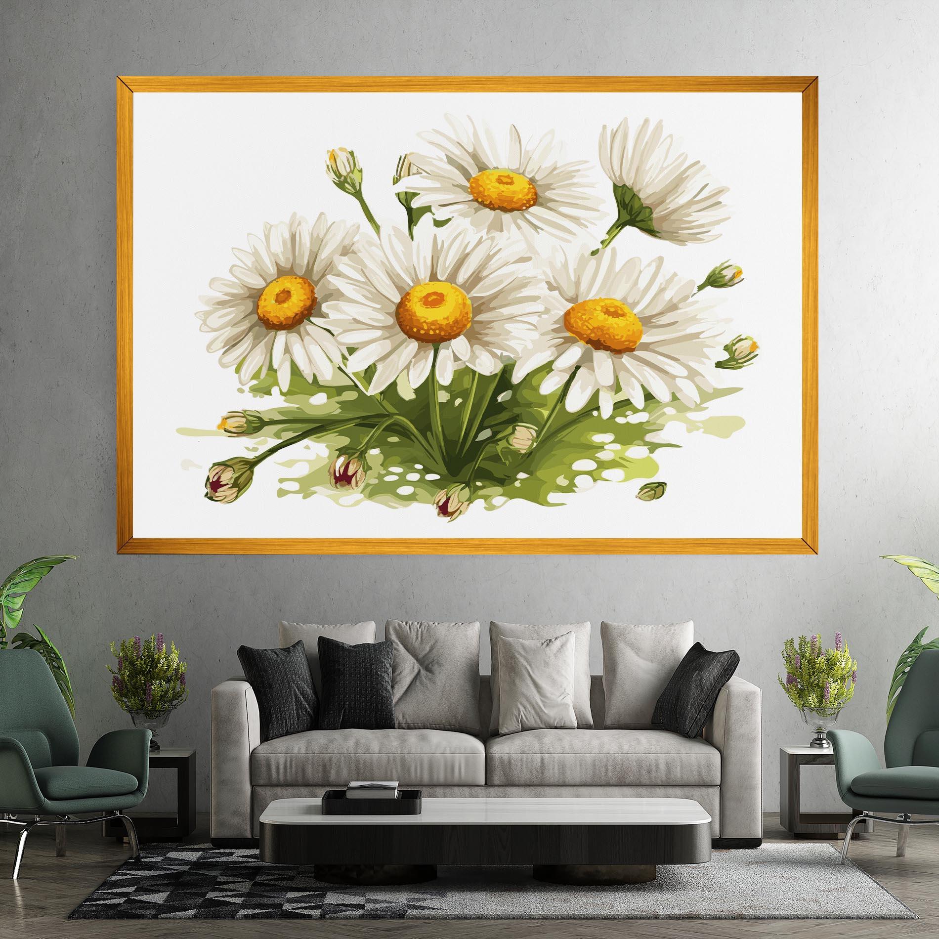 Leinwandbild White Grey Daisy mockup 7