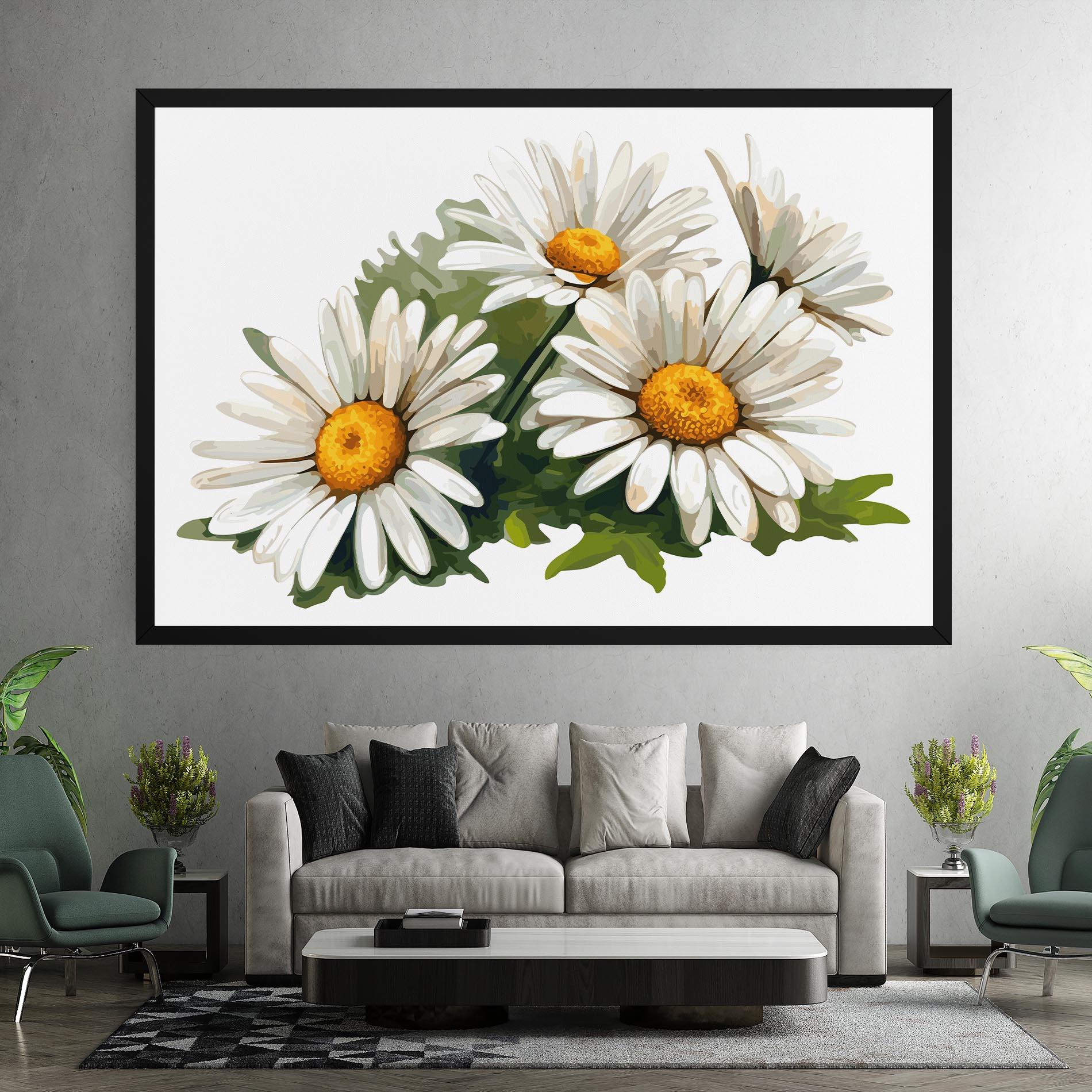 Leinwandbild Grey White Daisy mockup 7