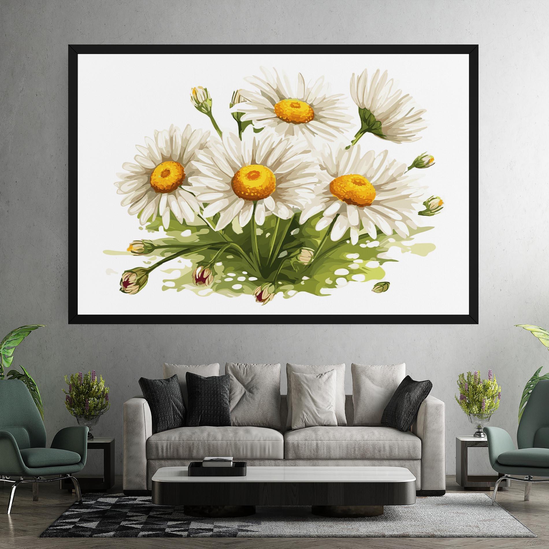 Leinwandbild White Grey Daisy mockup 7