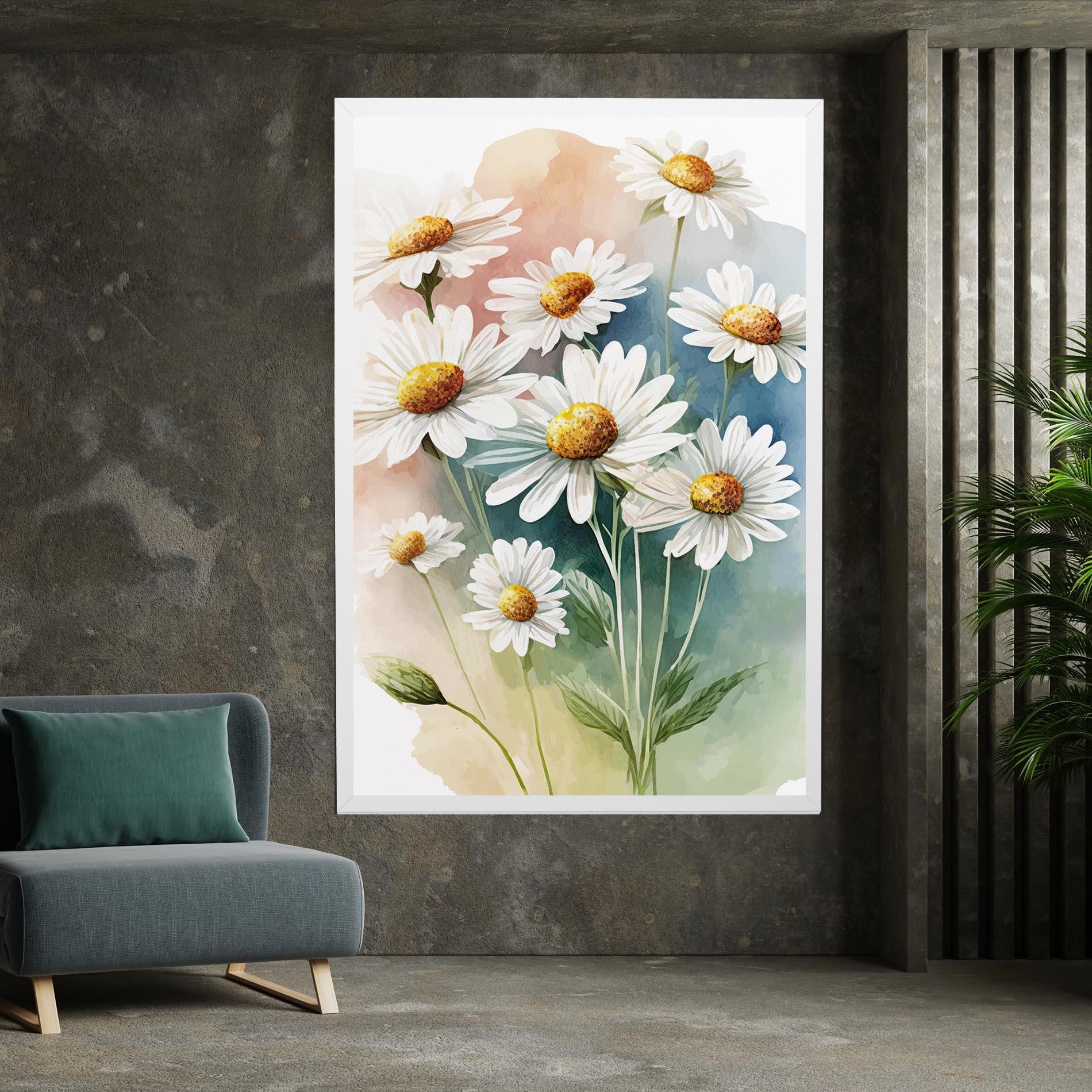 Leinwandbild White Daisy Art mockup 7
