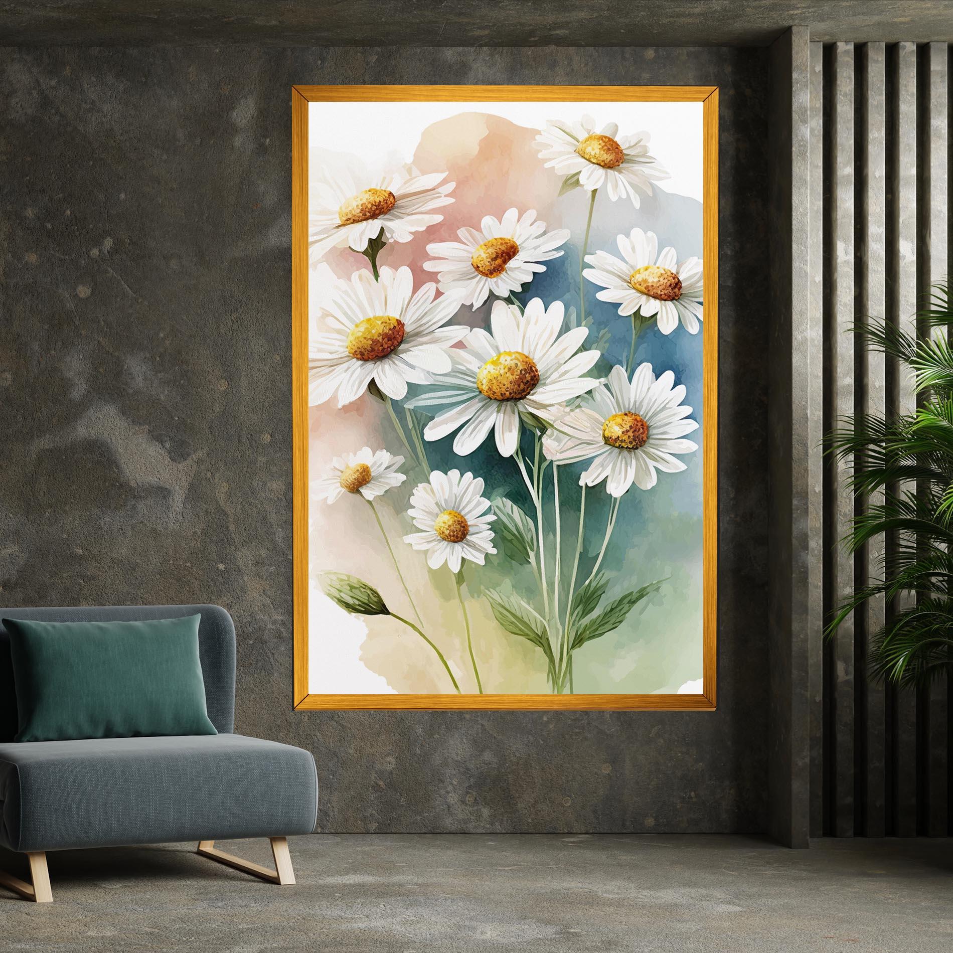 Leinwandbild White Daisy Art mockup 7