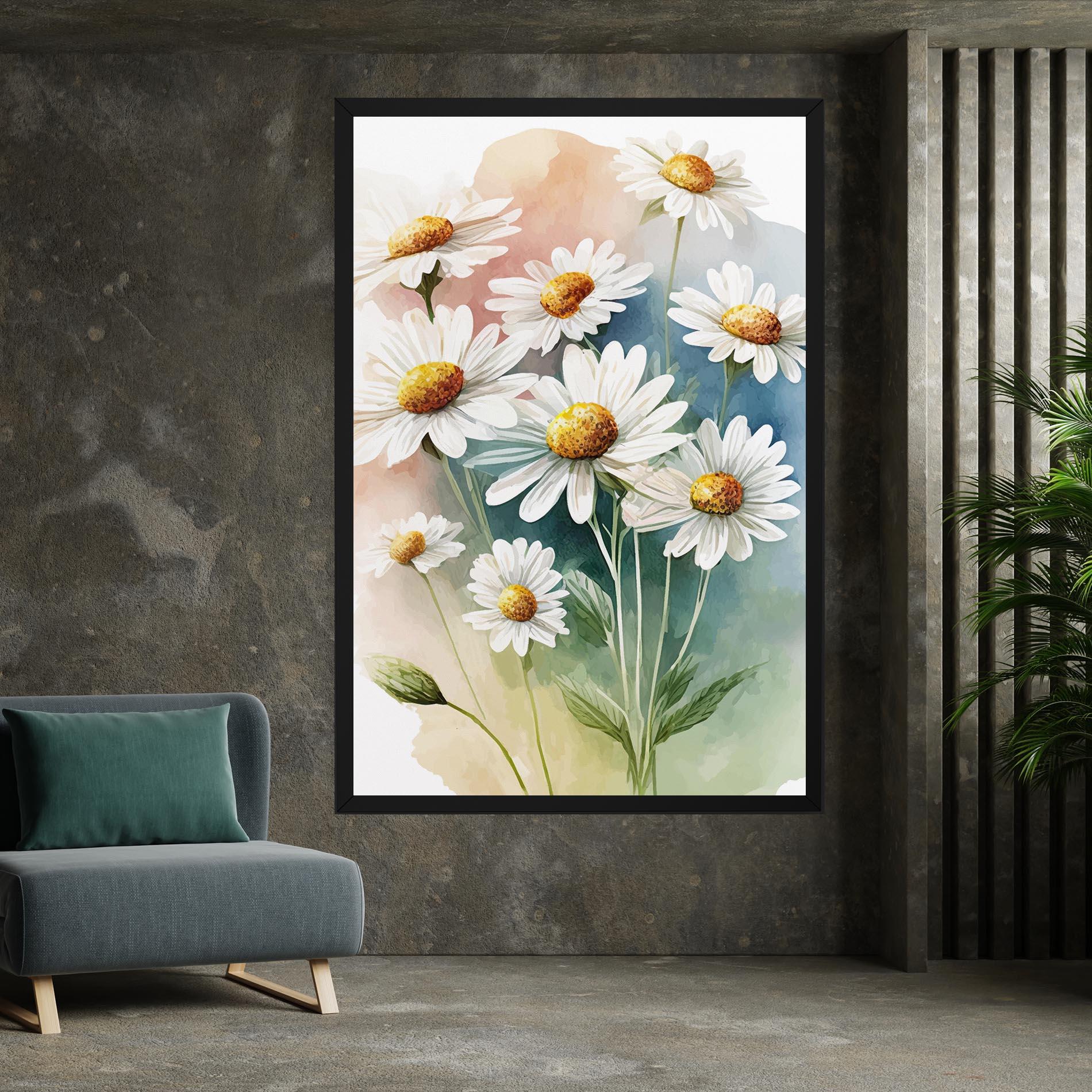 Leinwandbild White Daisy Art mockup 7